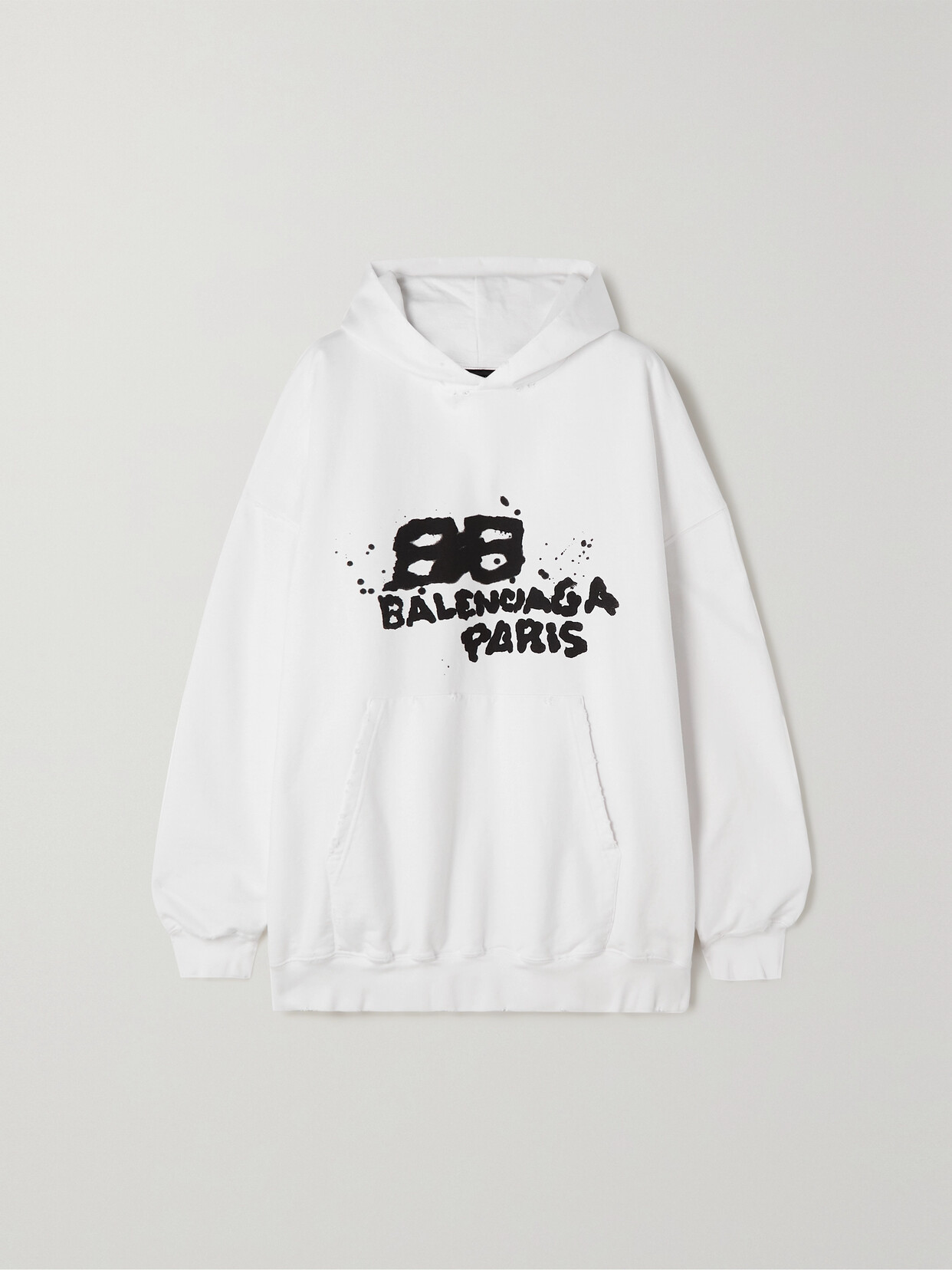 Balenciaga Oversized Printed Cotton-blend Jersey Hoodie In White