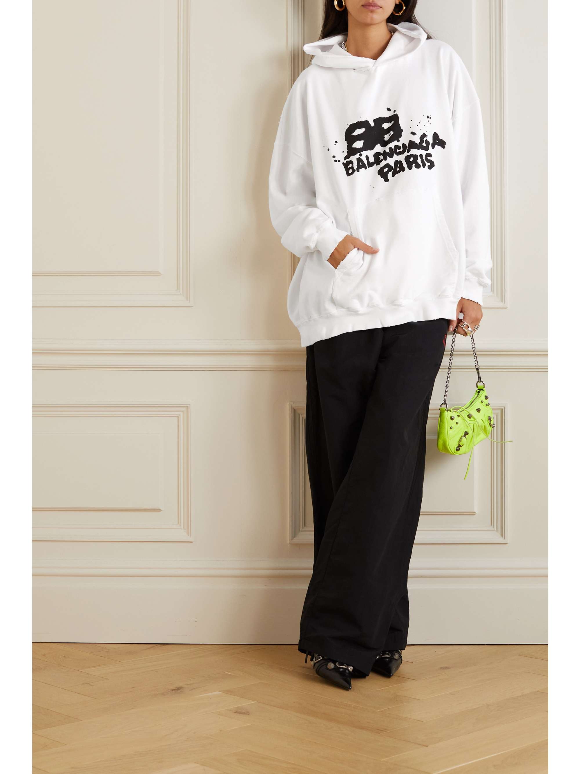 BALENCIAGA Oversized printed cotton-blend hoodie | NET-A-PORTER