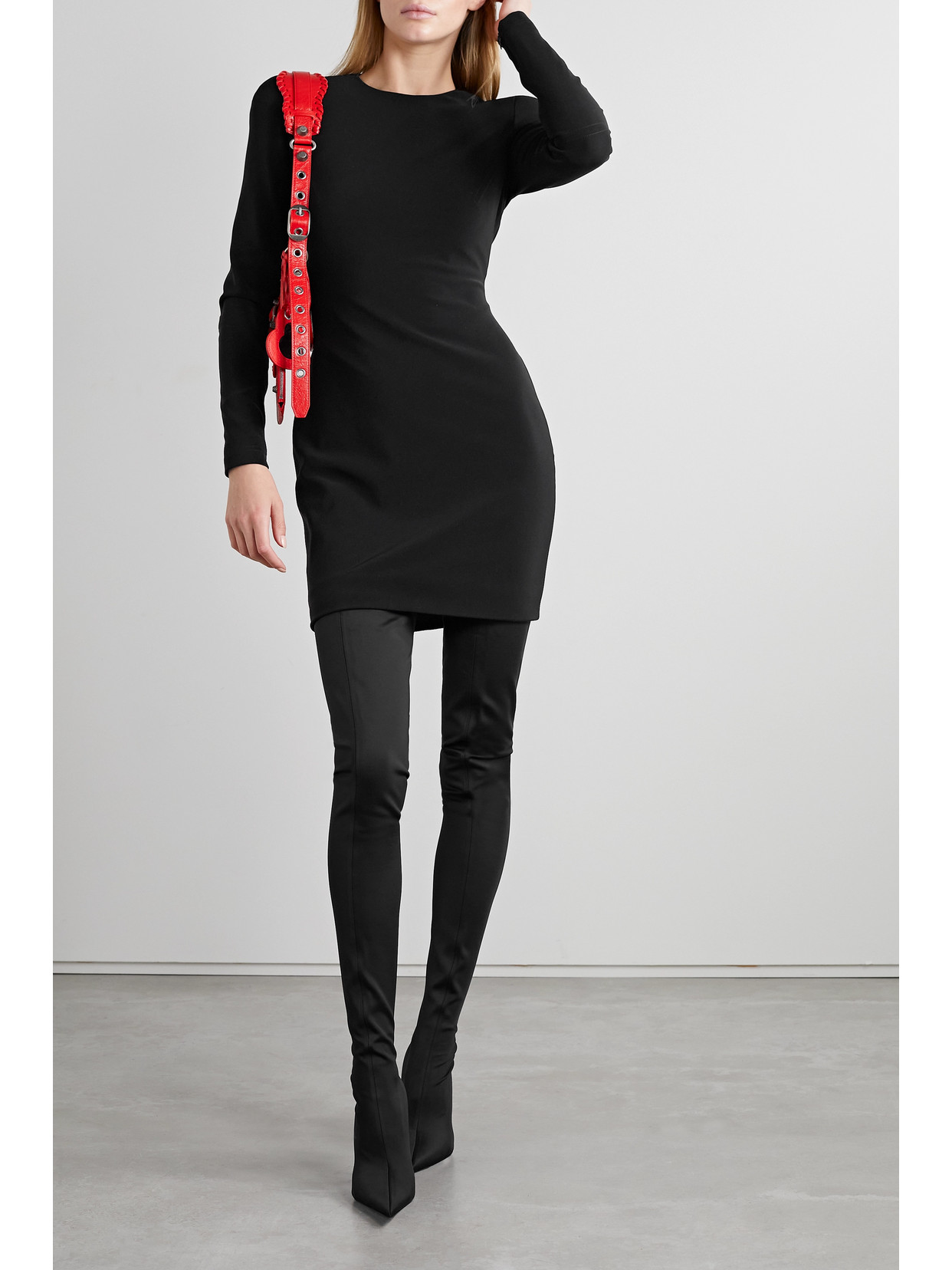 Shop Balenciaga Crepe Mini Dress In Black