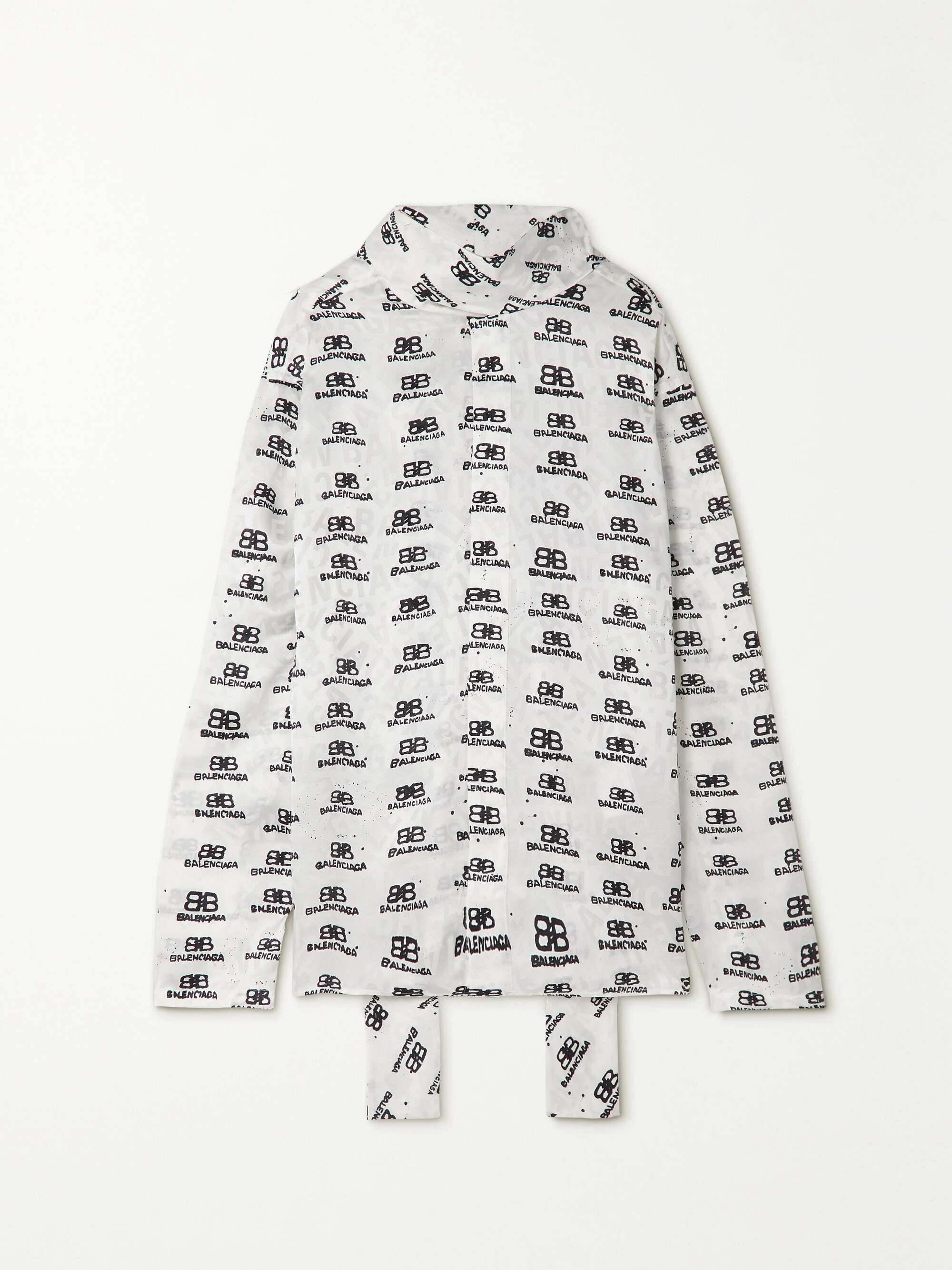BALENCIAGA Swing tie-detailed printed silk-satin shirt | NET-A-PORTER