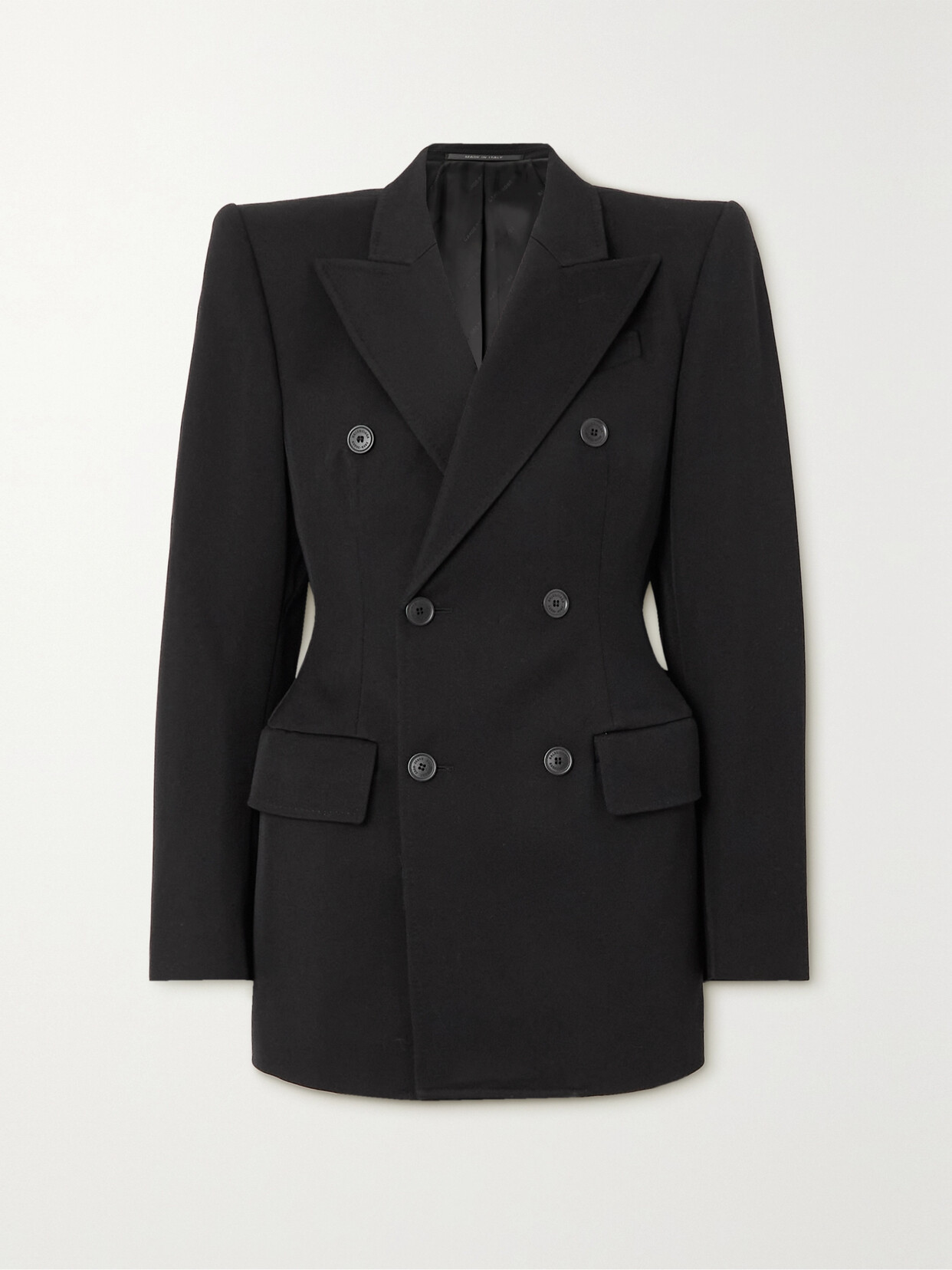 Shop Balenciaga Hourglass Double-breasted Wool Jacket In Black