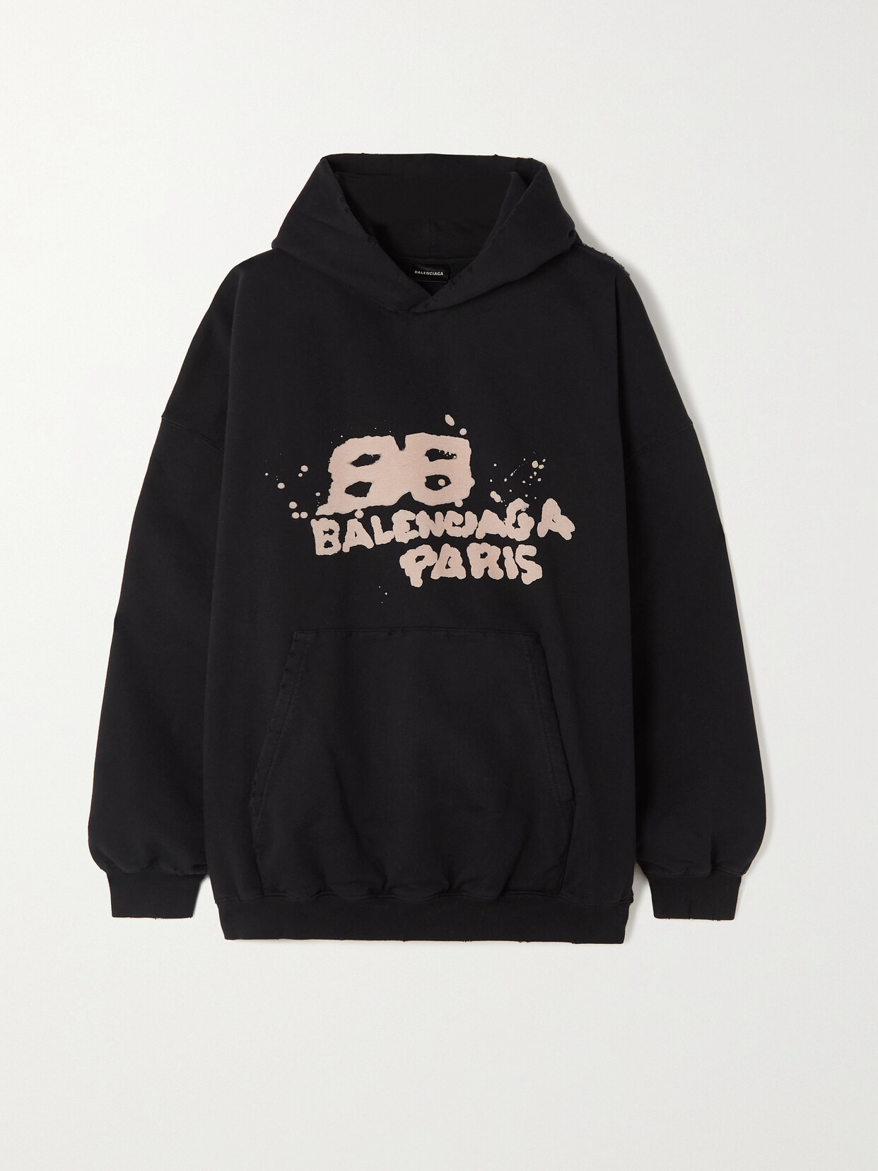 Balenciaga - Oversized Printed Cotton-blend Jersey Hoodie - Black