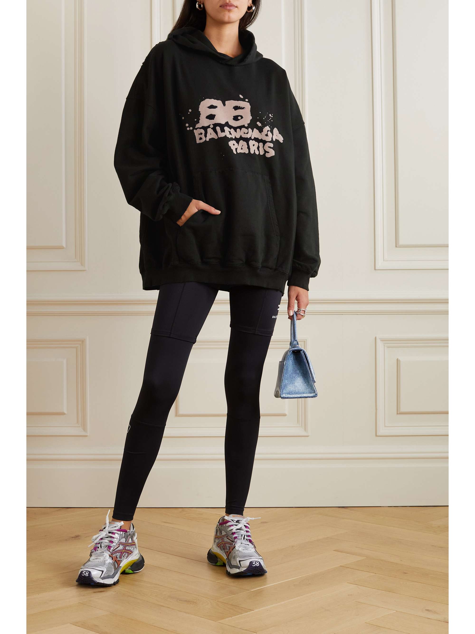 BALENCIAGA OVERSIZED PRINTED COTTON-BLEND JERSEY HOODIE