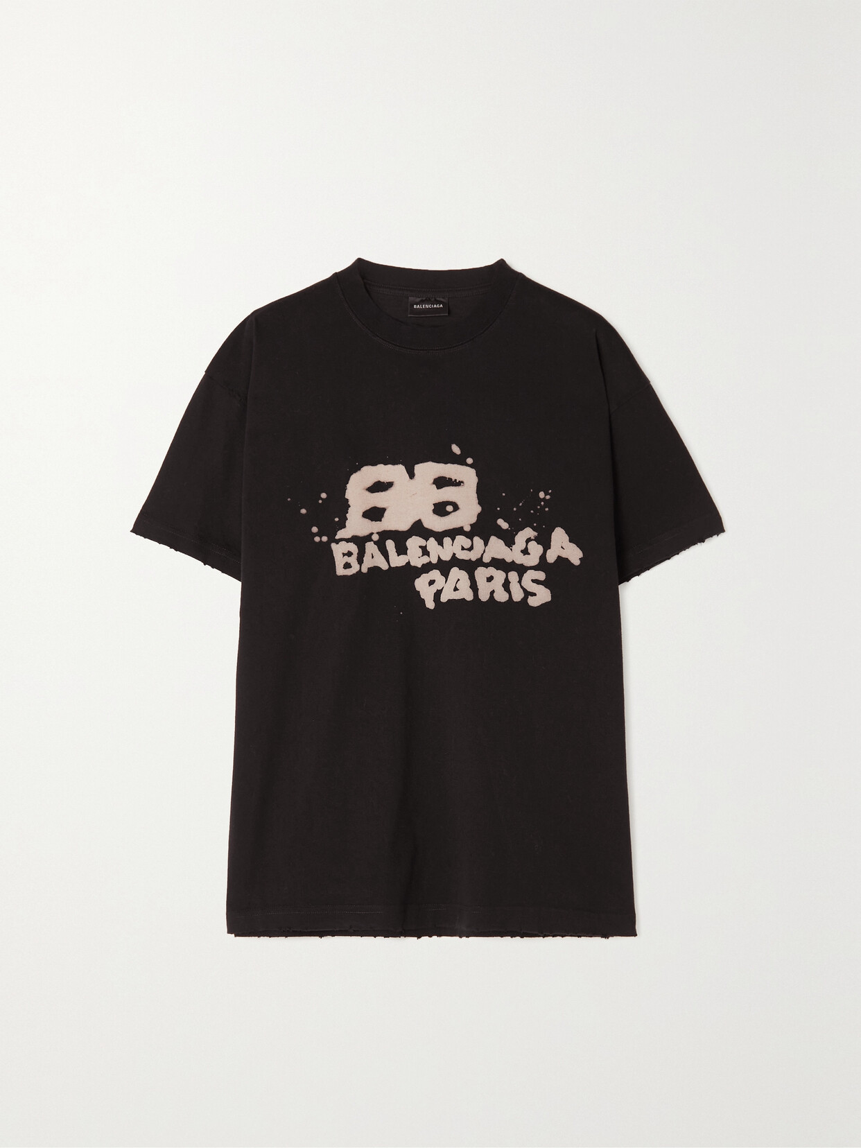 Balenciaga Printed Cotton-jersey T-shirt - Black