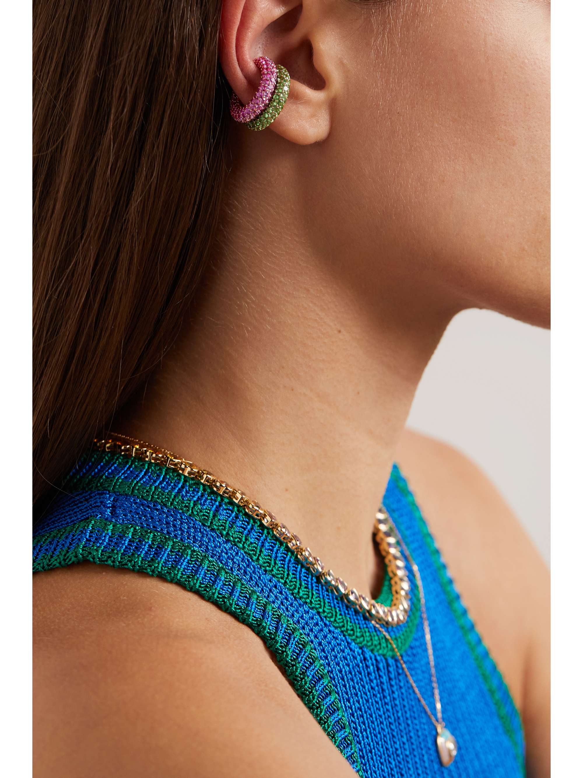 EMILY P. WHEELER + NET SUSTAIN Flamingo ombré 18-karat recycled rose gold, sapphire and ruby ear cuff