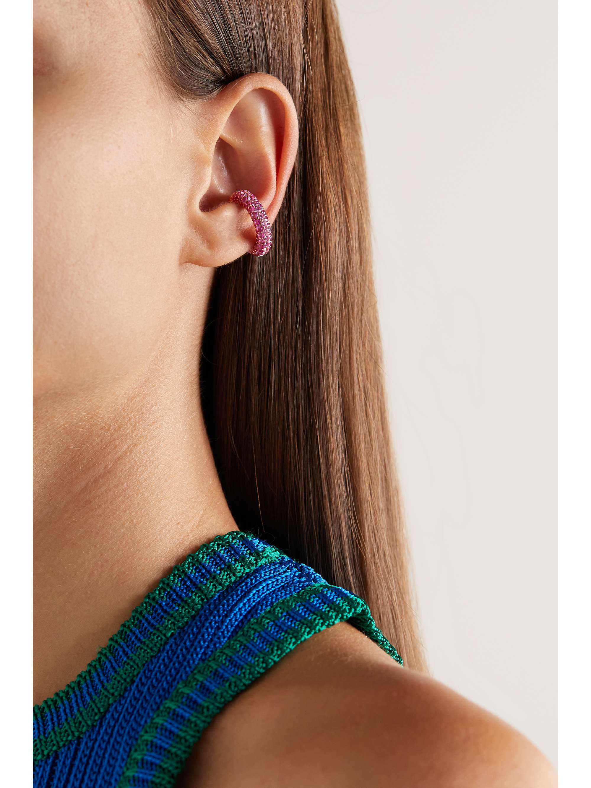 EMILY P. WHEELER + NET SUSTAIN Flamingo ombré 18-karat recycled rose gold, sapphire and ruby ear cuff