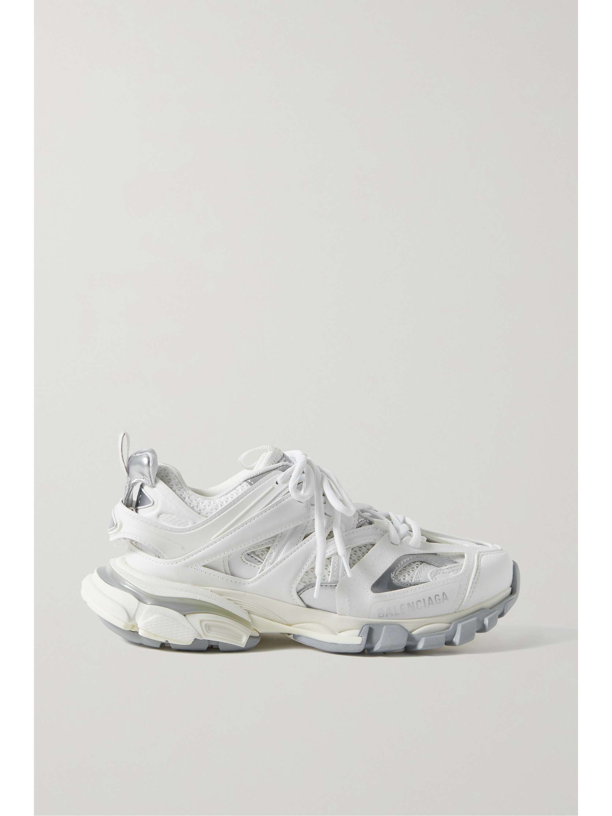 BALENCIAGA Track leather-trimmed mesh and rubber sneakers | NET-A-PORTER