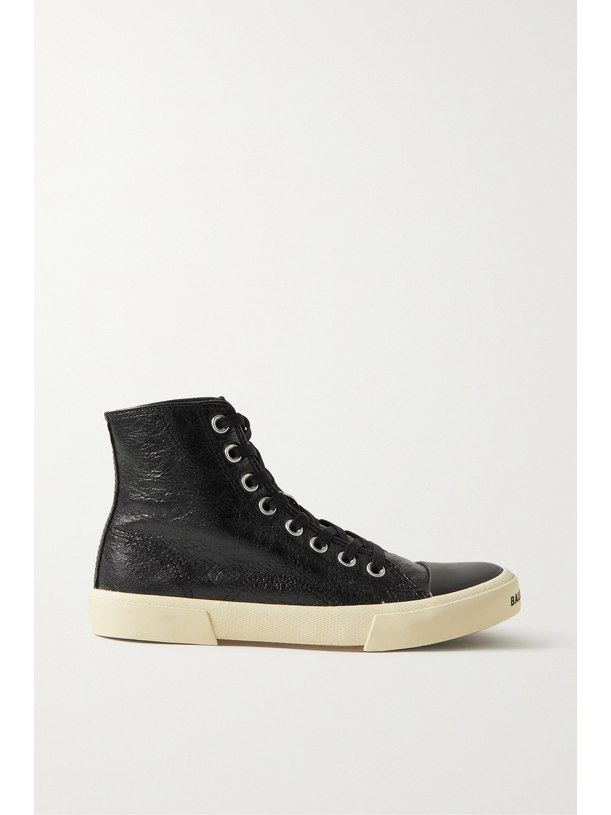 Shop Balenciaga Paris High Crinkled-leather Sneakers In Black