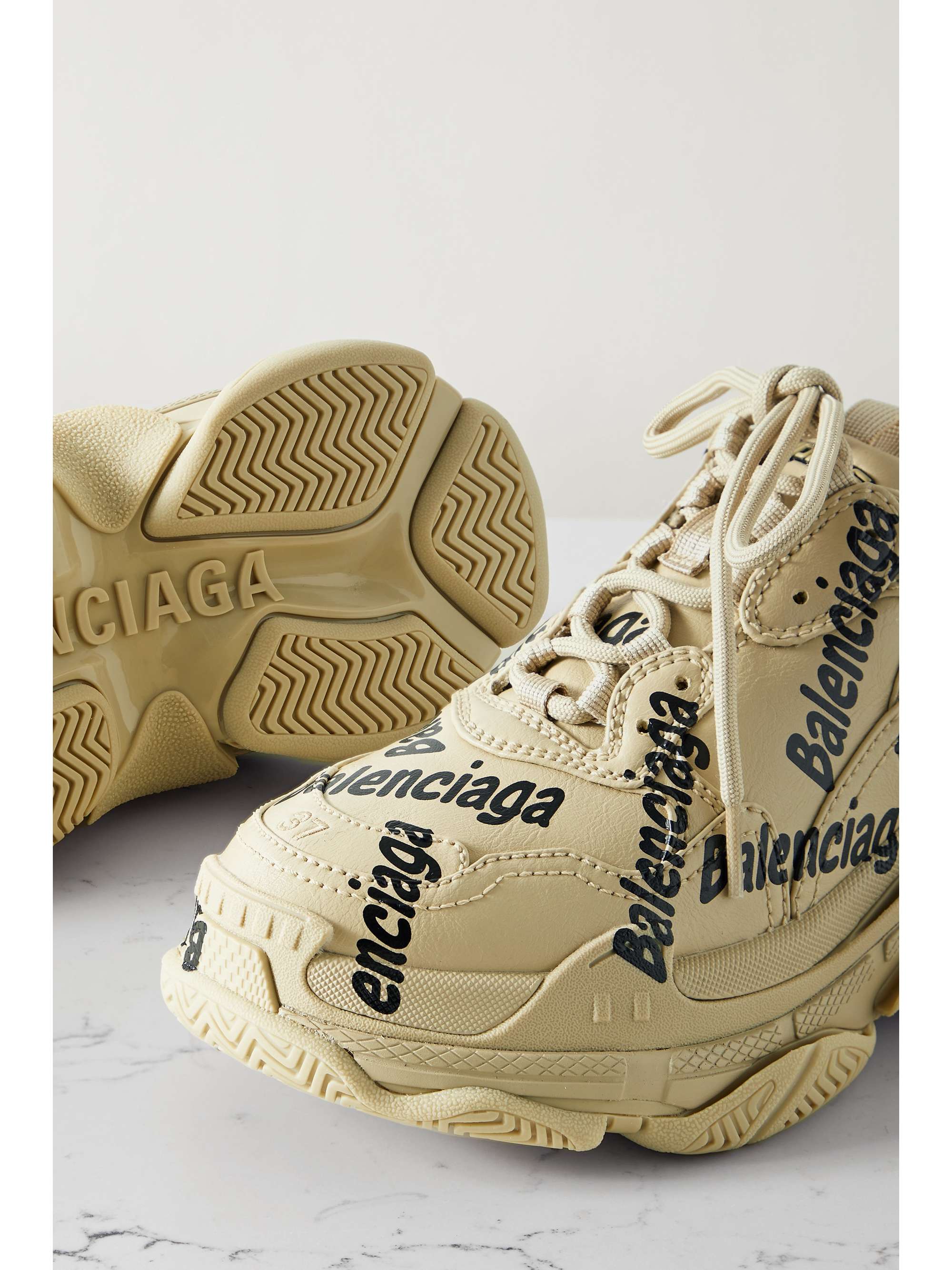 Balenciaga Women's Triple S Logotype Sneakers - Beige - Size 9