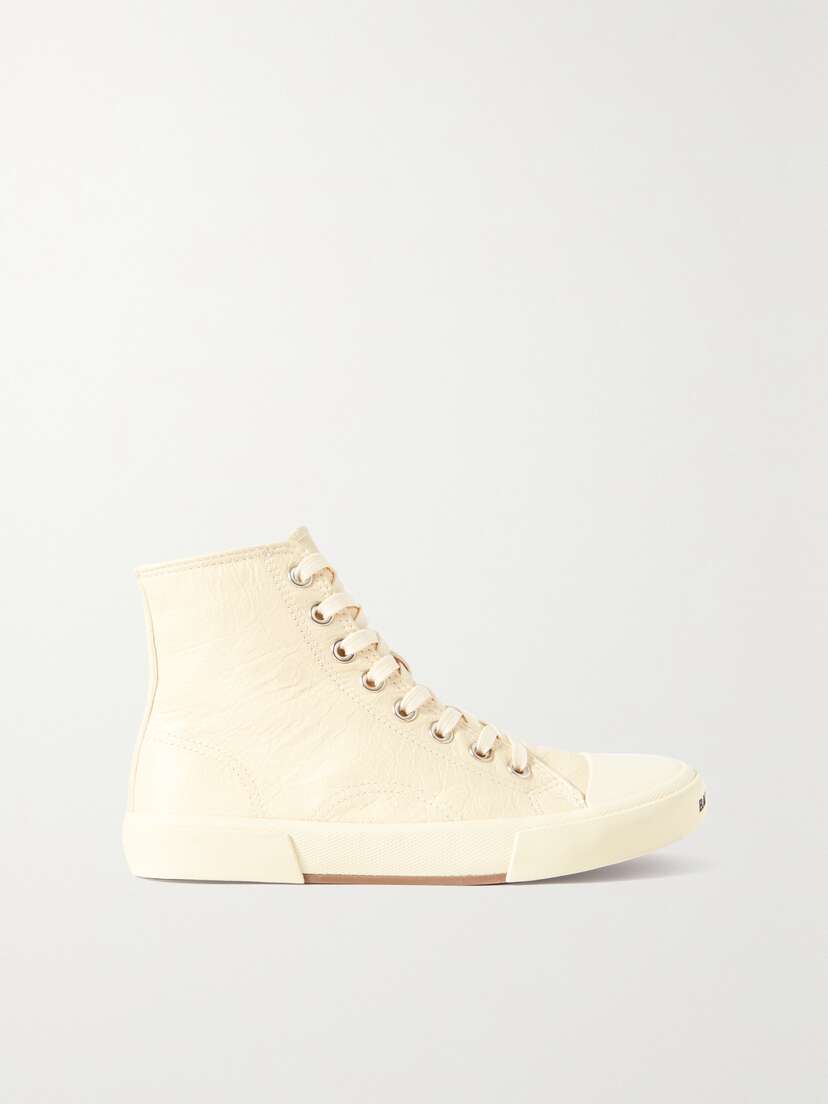 Balenciaga Paris Cracked-leather High-top Sneakers