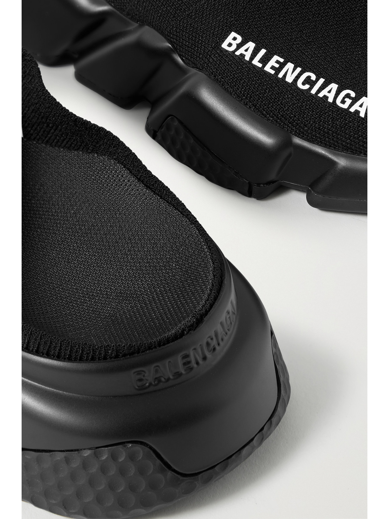 Balenciaga Speed Stretch Knit Sporty Mules In Black