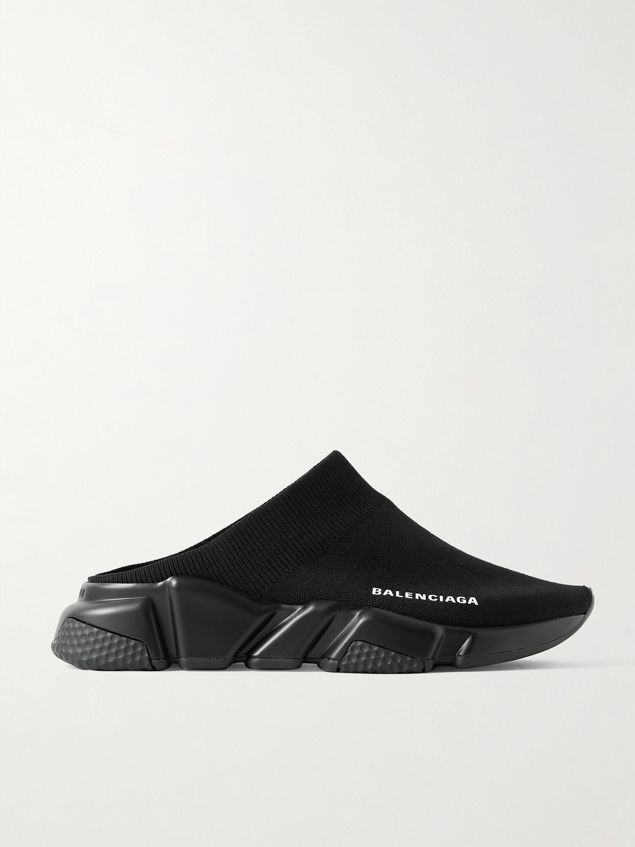 Shop Balenciaga Speed Printed Recycled-knit Mules In Black