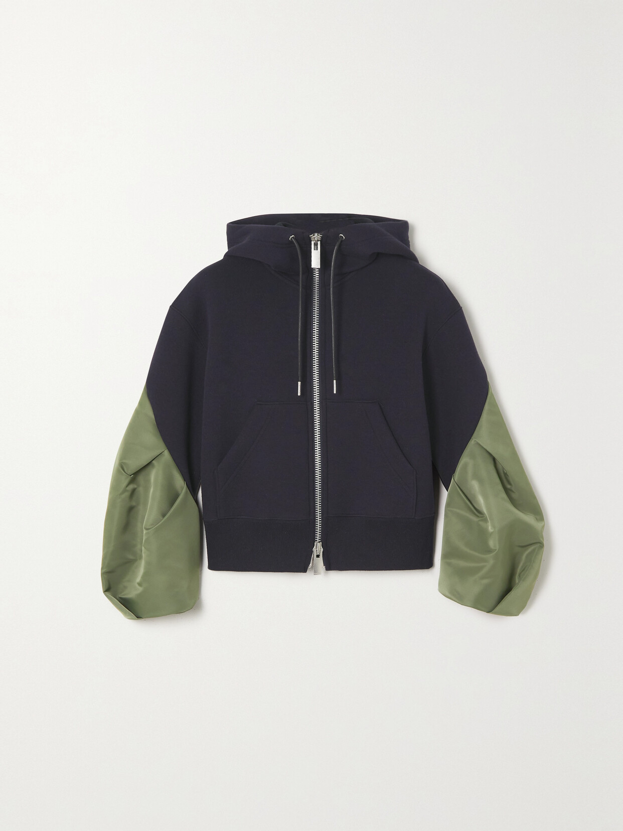 Sacai - Paneled Shell-trimmed Cotton-blend Hoodie - Blue