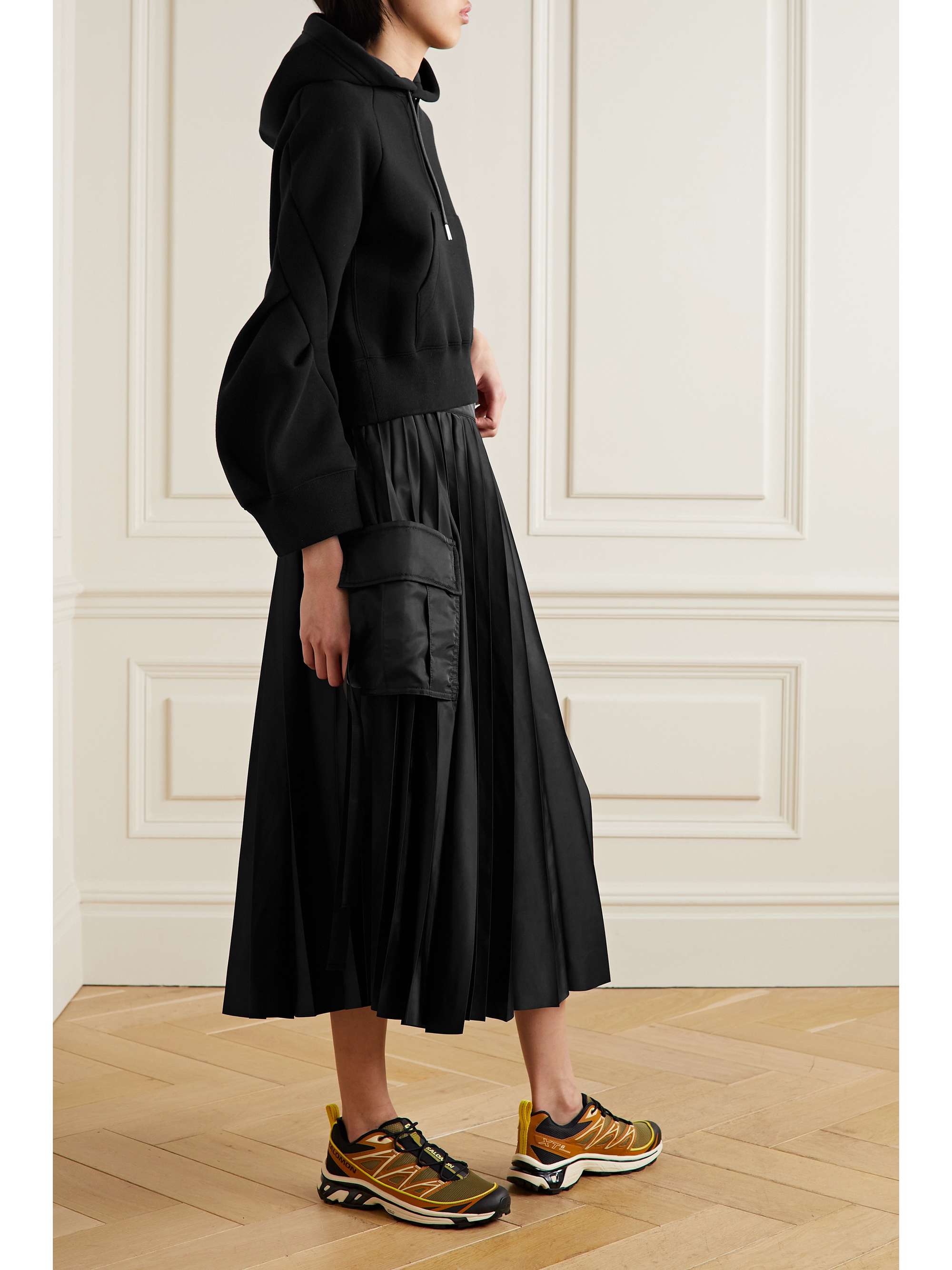 SACAI Pleated shell midi skirt | NET-A-PORTER