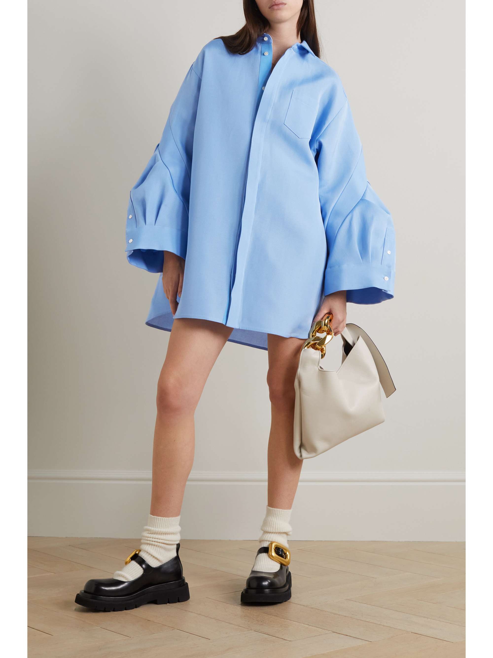 Oversized silk and cotton-blend twill dress
