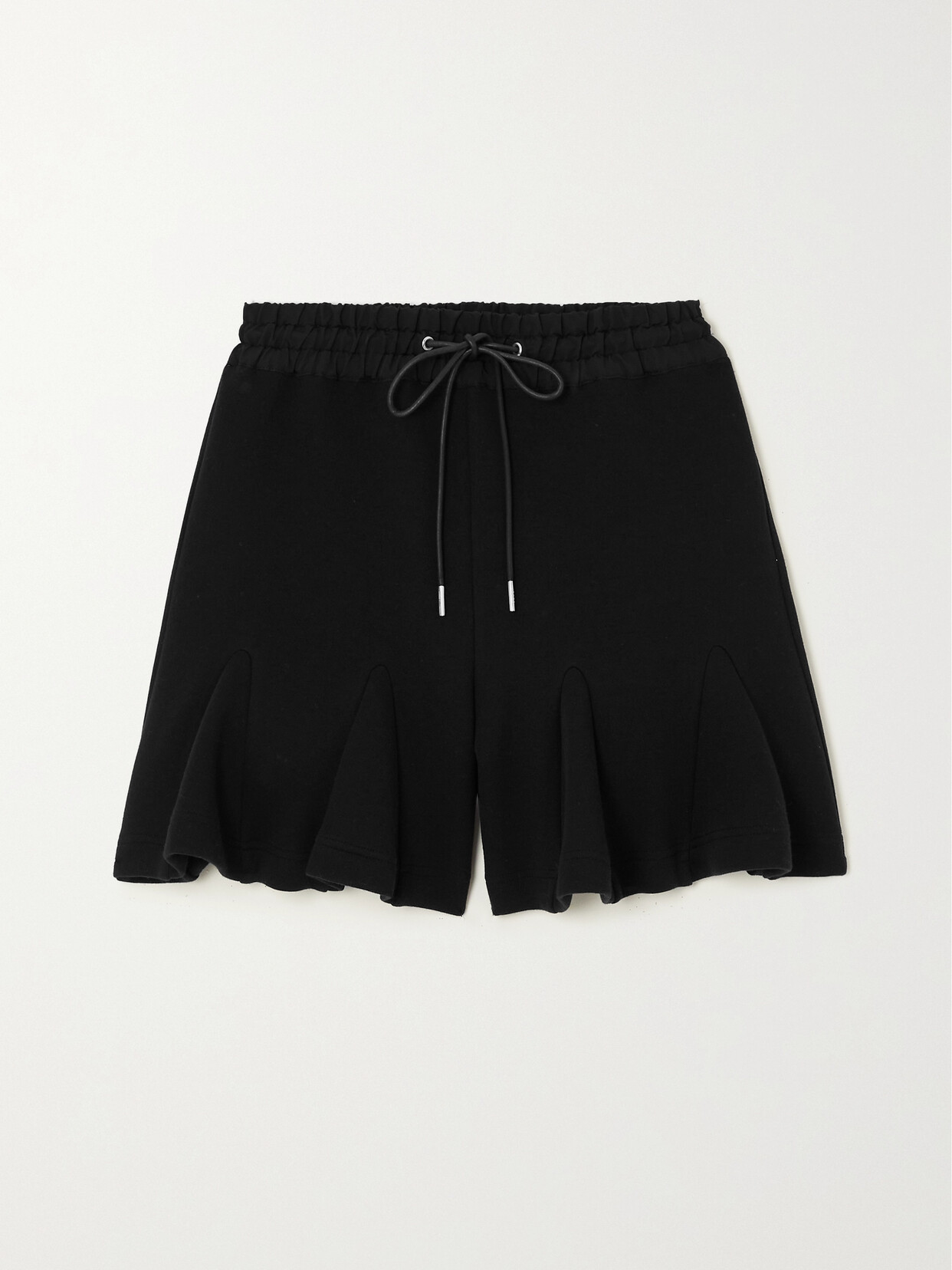 Sacai - Pleated Cotton-blend Jersey Shorts - Black