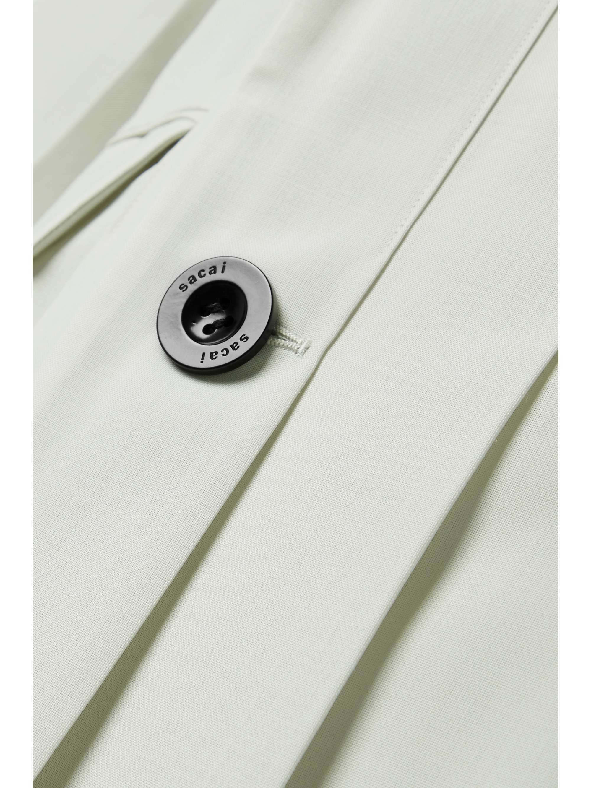 SACAI Poplin and satin-trimmed pleated woven blazer