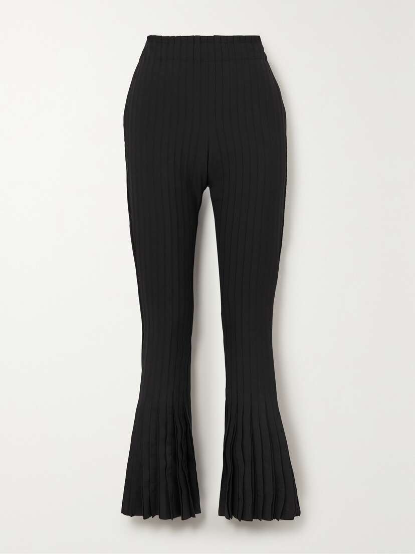 Sacai Ribbed Pleated Woven Flared Pants