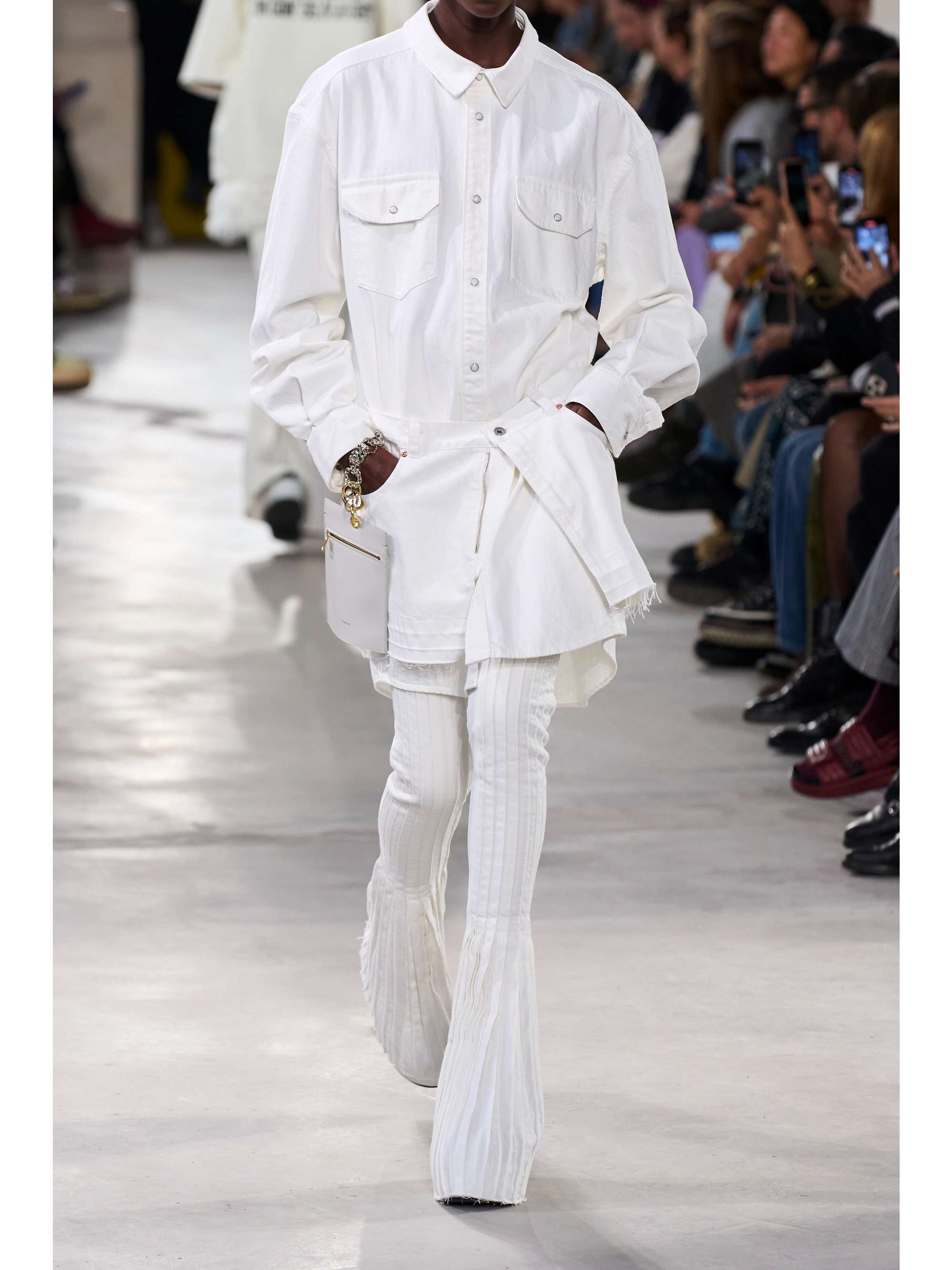 SACAI 分层式牛仔布迷你连衣裙