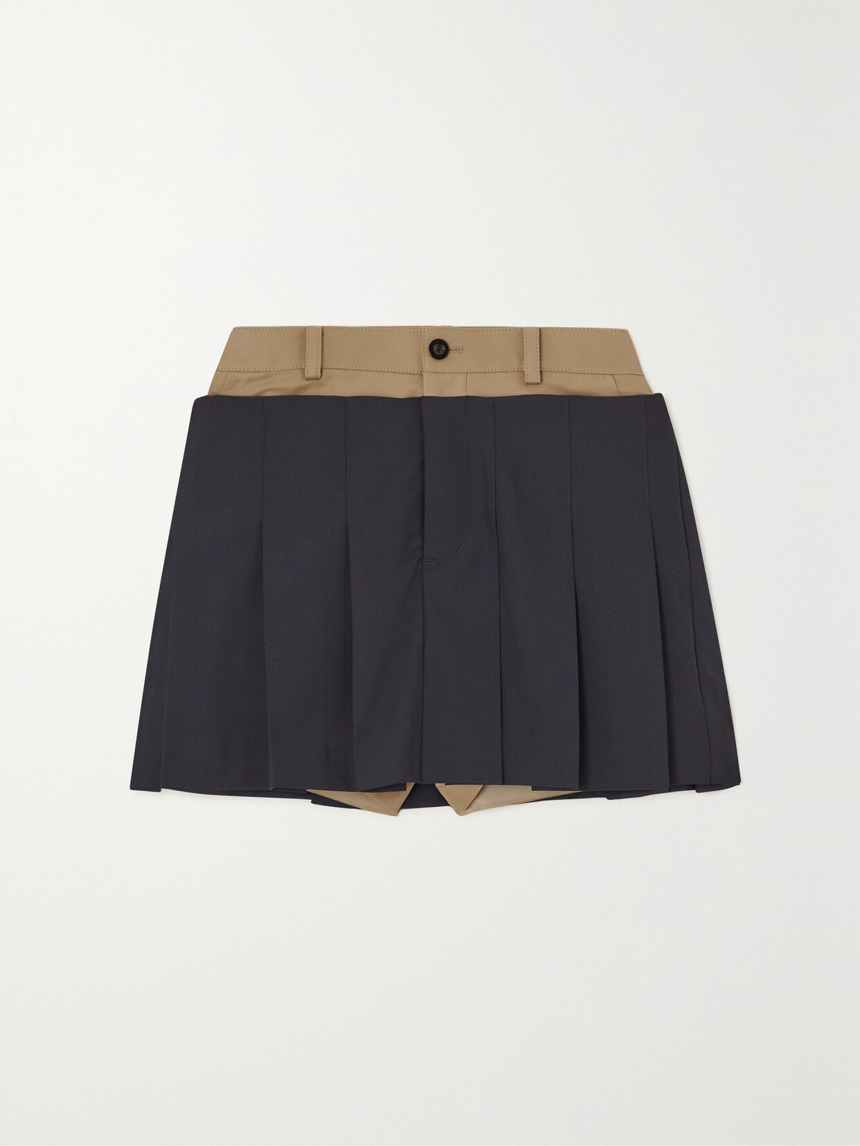 Sacai Layered Woven And Cotton-blend Shorts - Blue