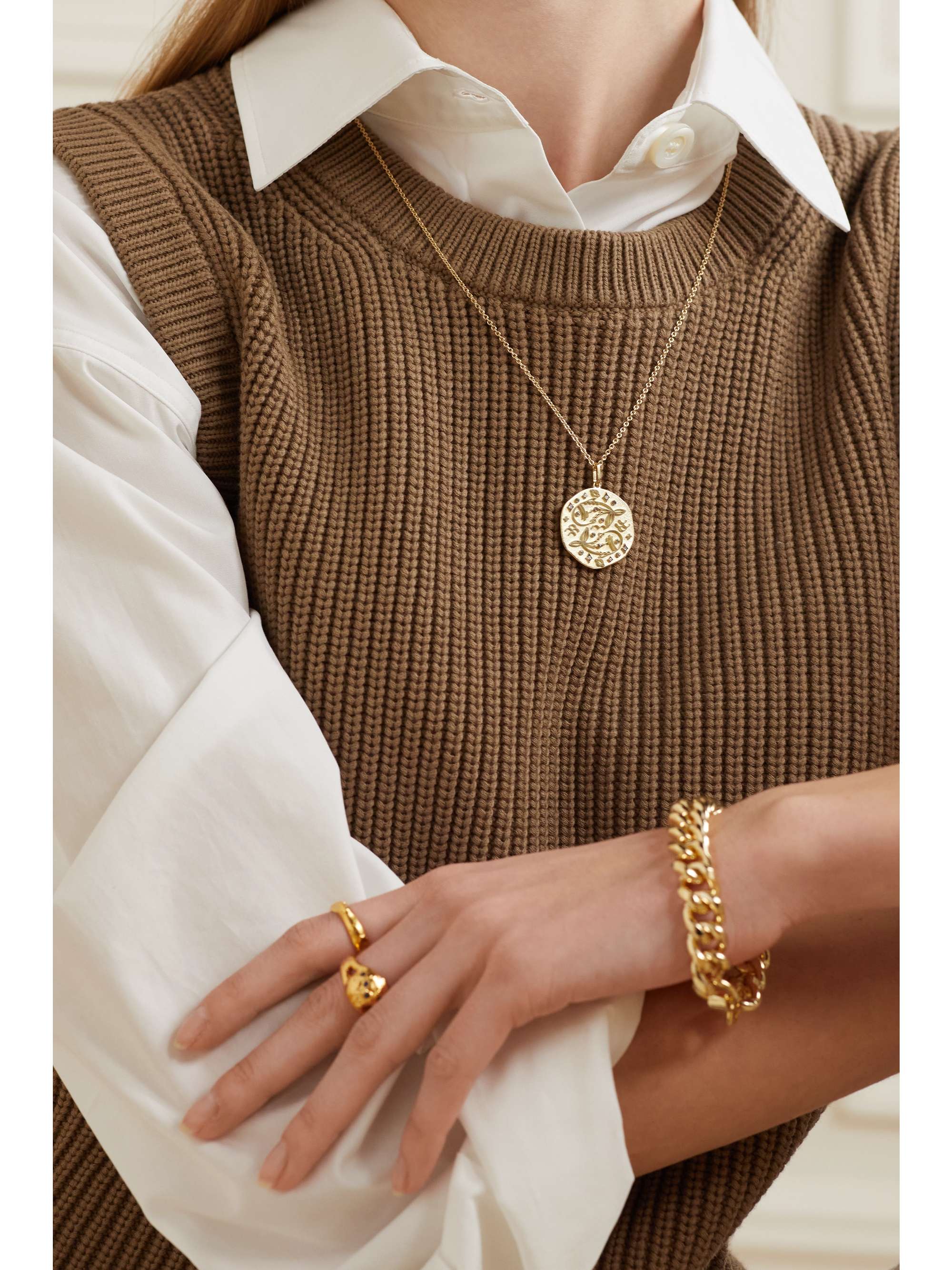 CHARMS COMPANY Zodiac 14K 黄金多种宝石项链