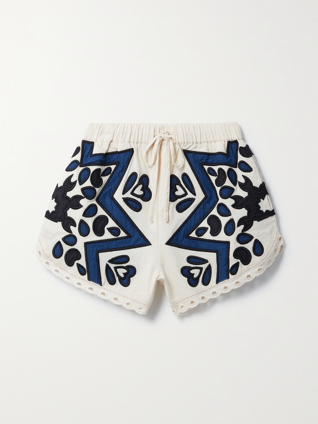 Sea - Kaia Appliquéd Cotton And Linen-blend Shorts - Off-white