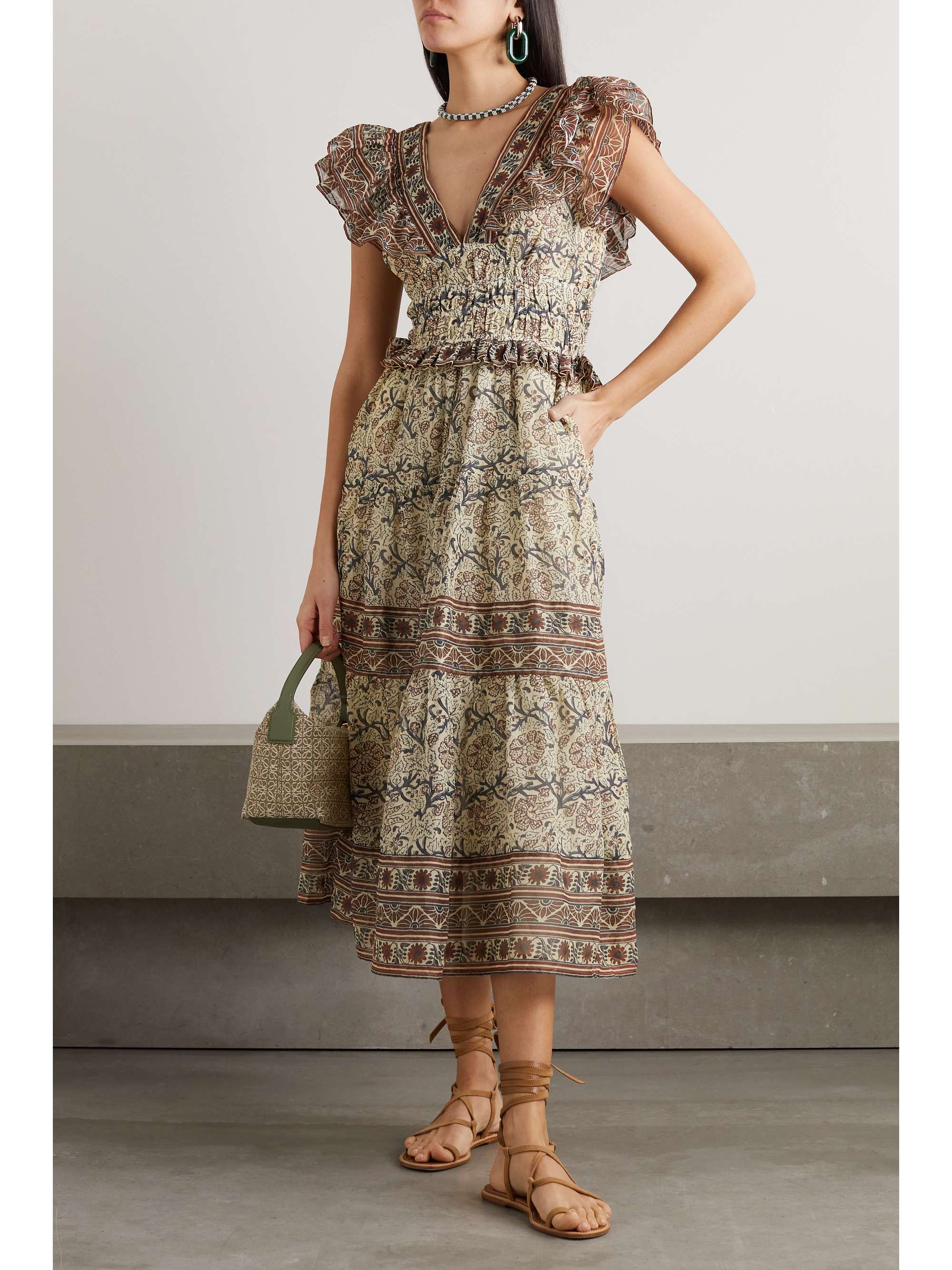 SEA Marlee ruffled printed cotton-voile midi dress | NET-A-PORTER