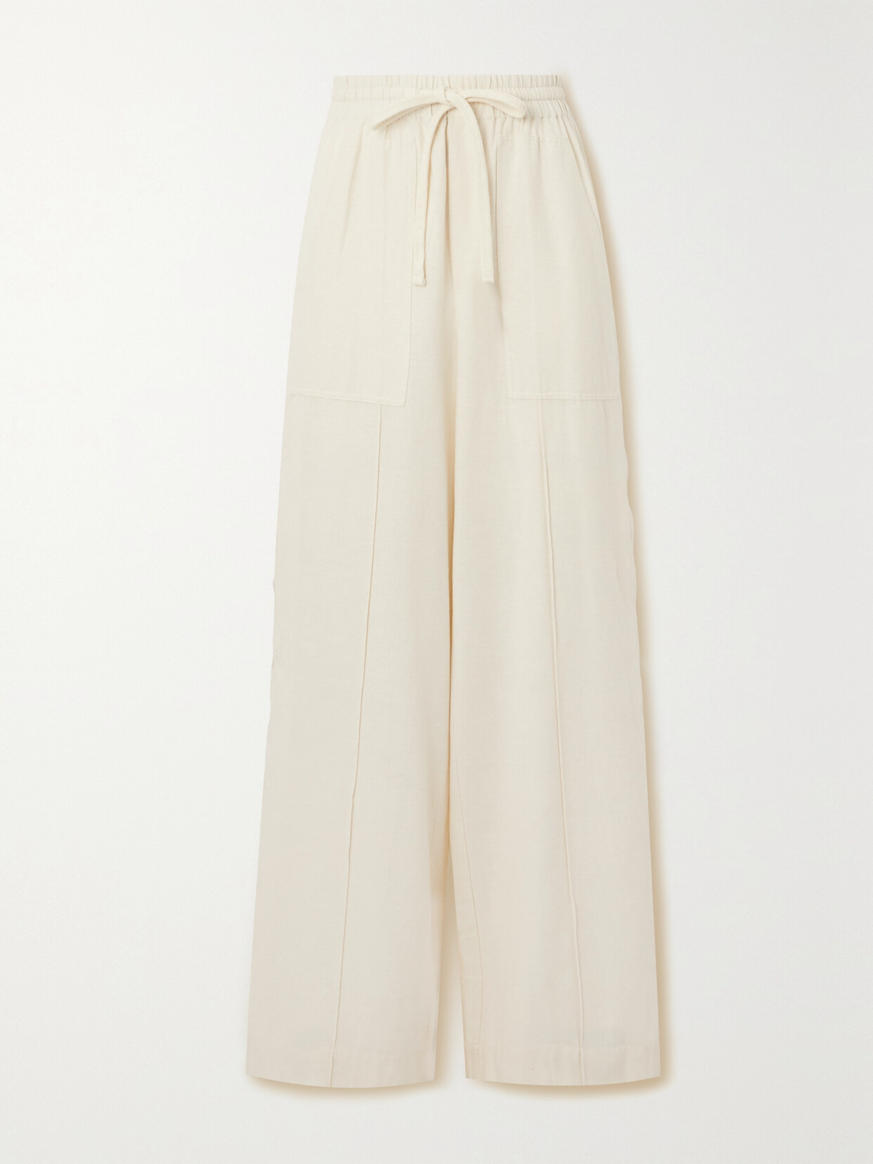 Sea - Leona Cutout Cotton And Linen-blend Wide-leg Pants - Off-white