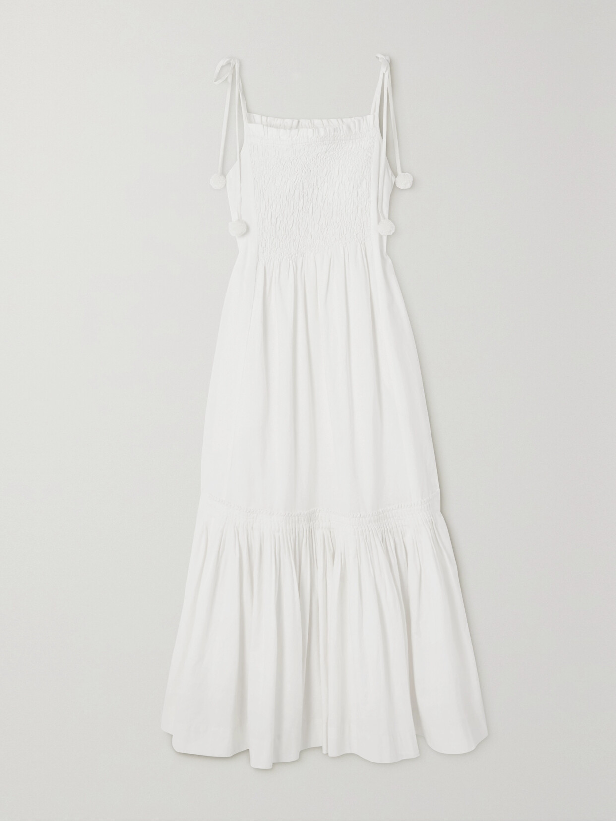 Sea - Willa Smocked Pleated Cotton-poplin Midi Dress - White