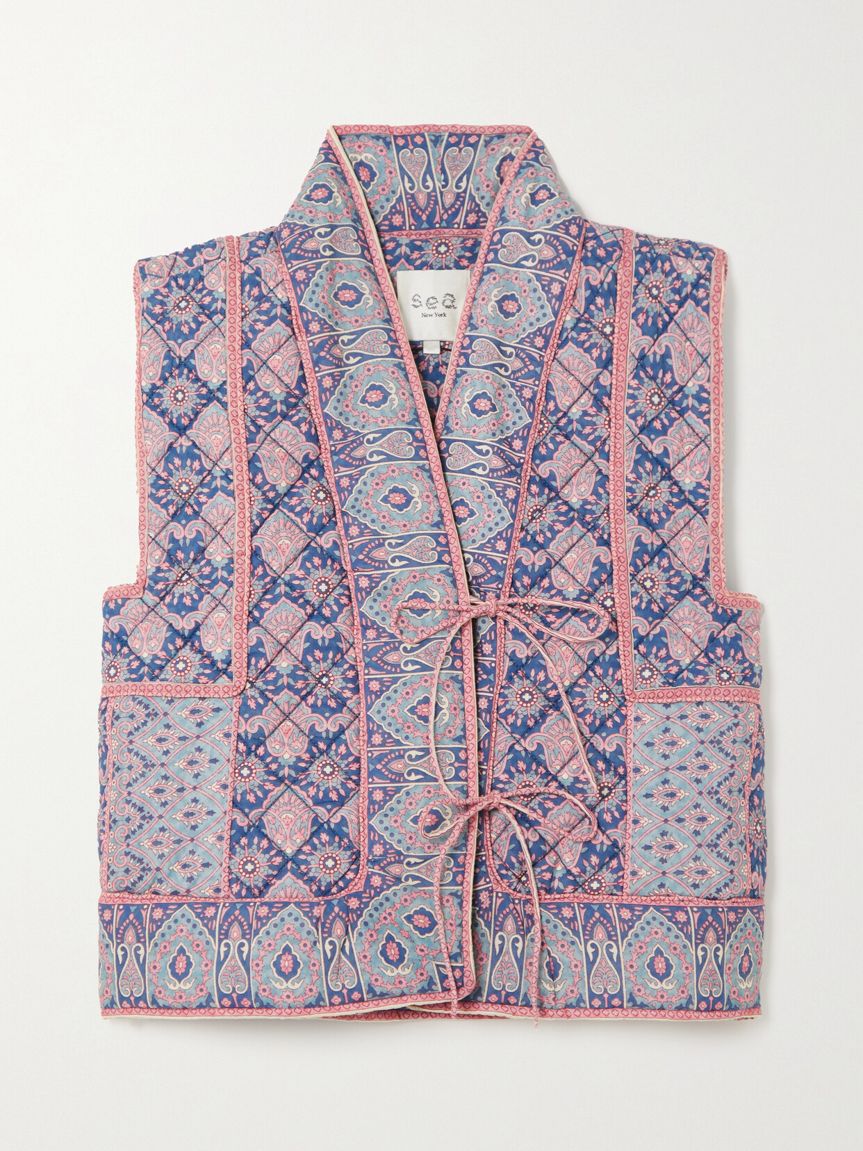 Sea - Parker Quilted Printed Cotton Vest - Purple