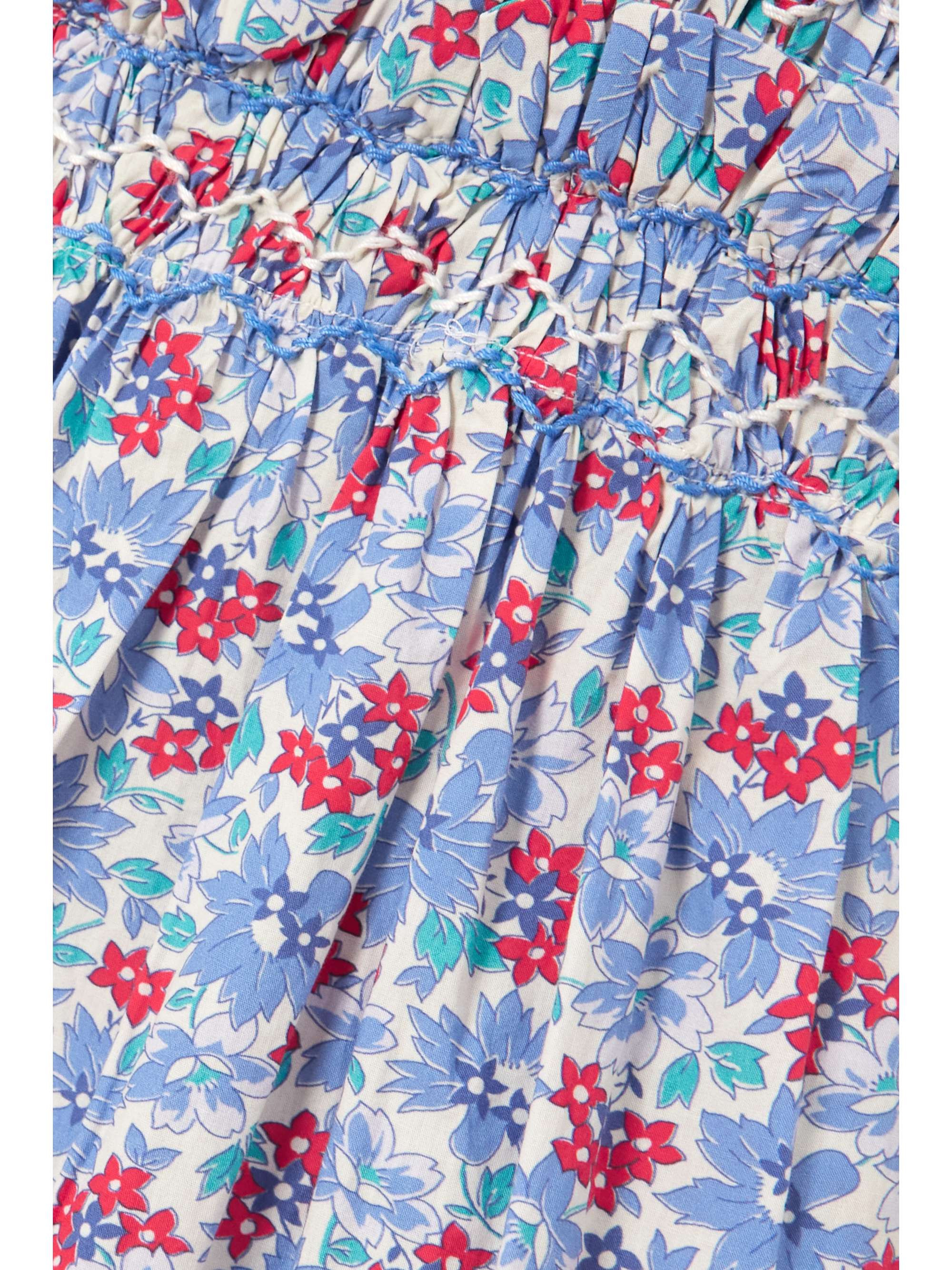 SEA Peggy smocked floral-print cotton-poplin midi dress
