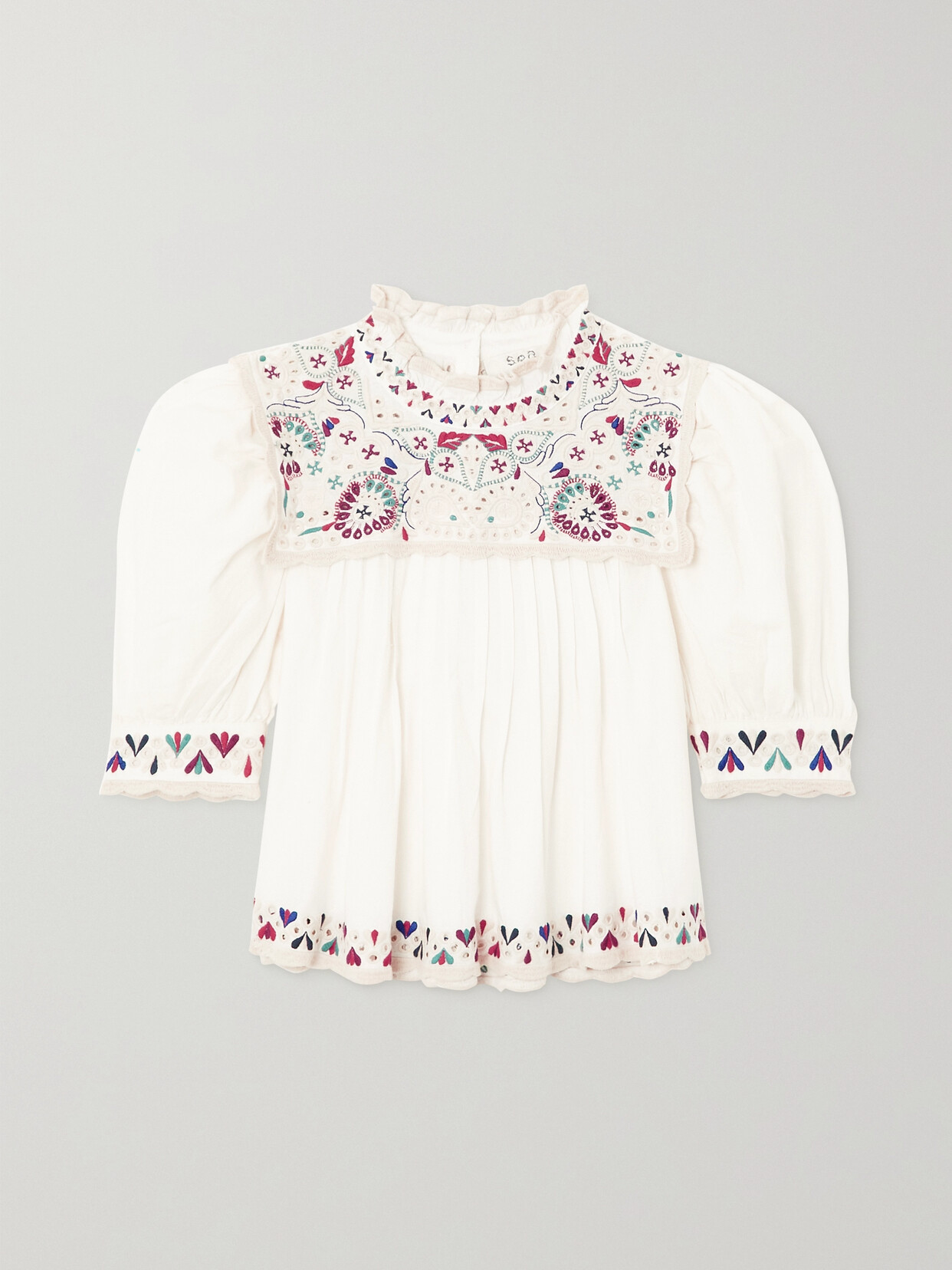 Sea - Alicia Embroidered Broderie Anglaise Cotton And Linen-blend Top - Off-white