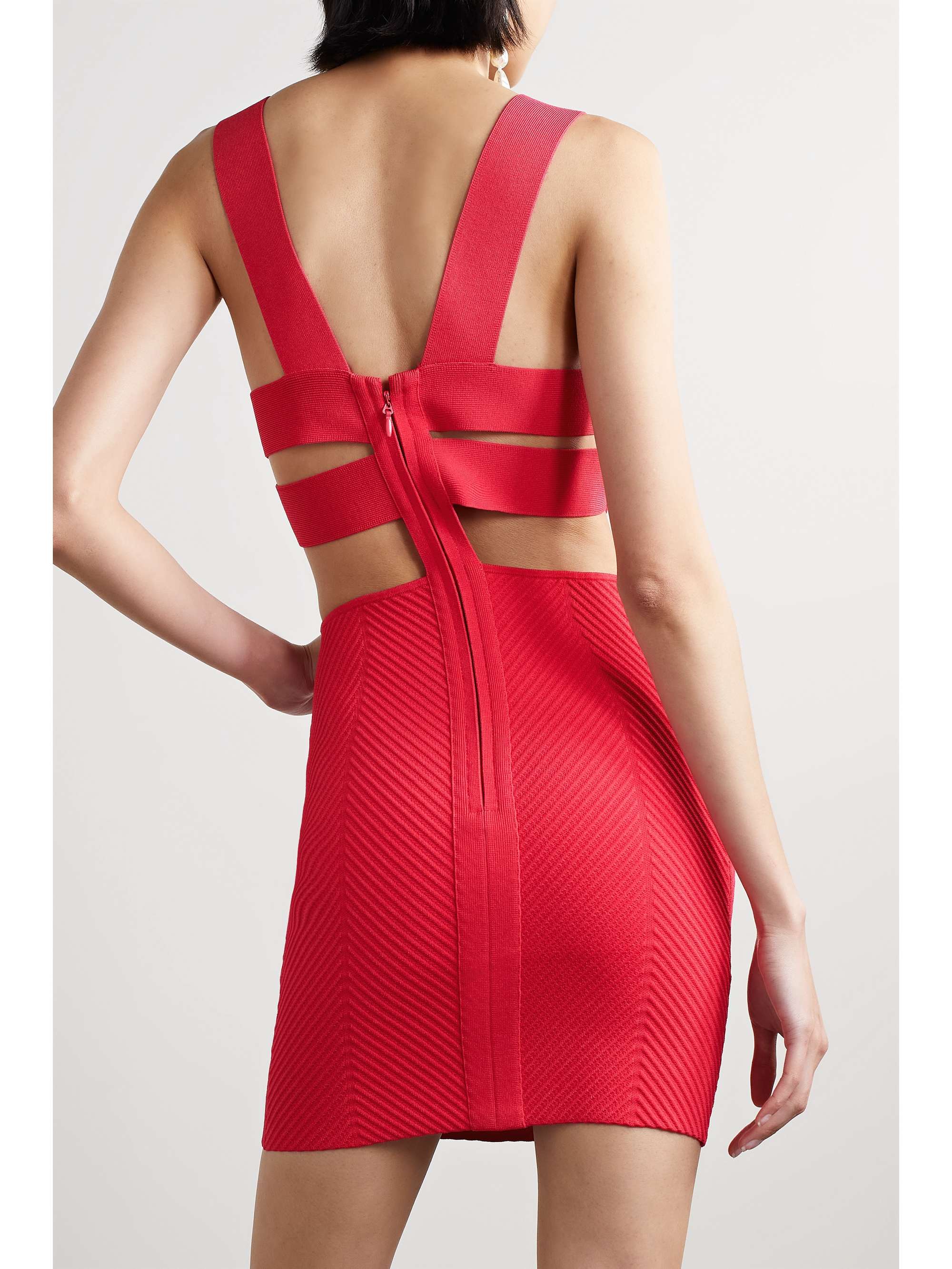 HERVÉ LÉGER Ottoman cutout ribbed recycled-bandage mini dress