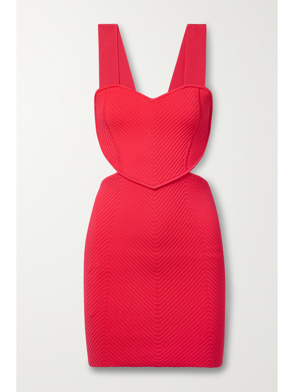 Hervé Léger - Ottoman Cutout Ribbed Recycled-bandage Mini Dress - Red