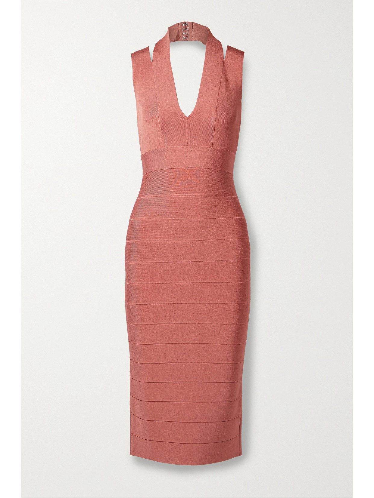 Hervé Léger - Icon Recycled-bandage Halterneck Midi Dress - Pink