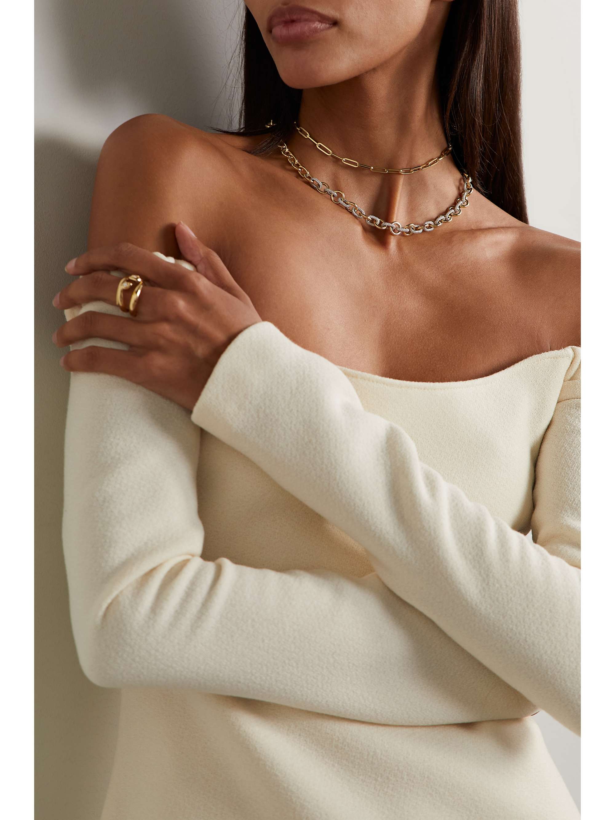 FOUNDRAE 18-karat white and yellow gold diamond necklace
