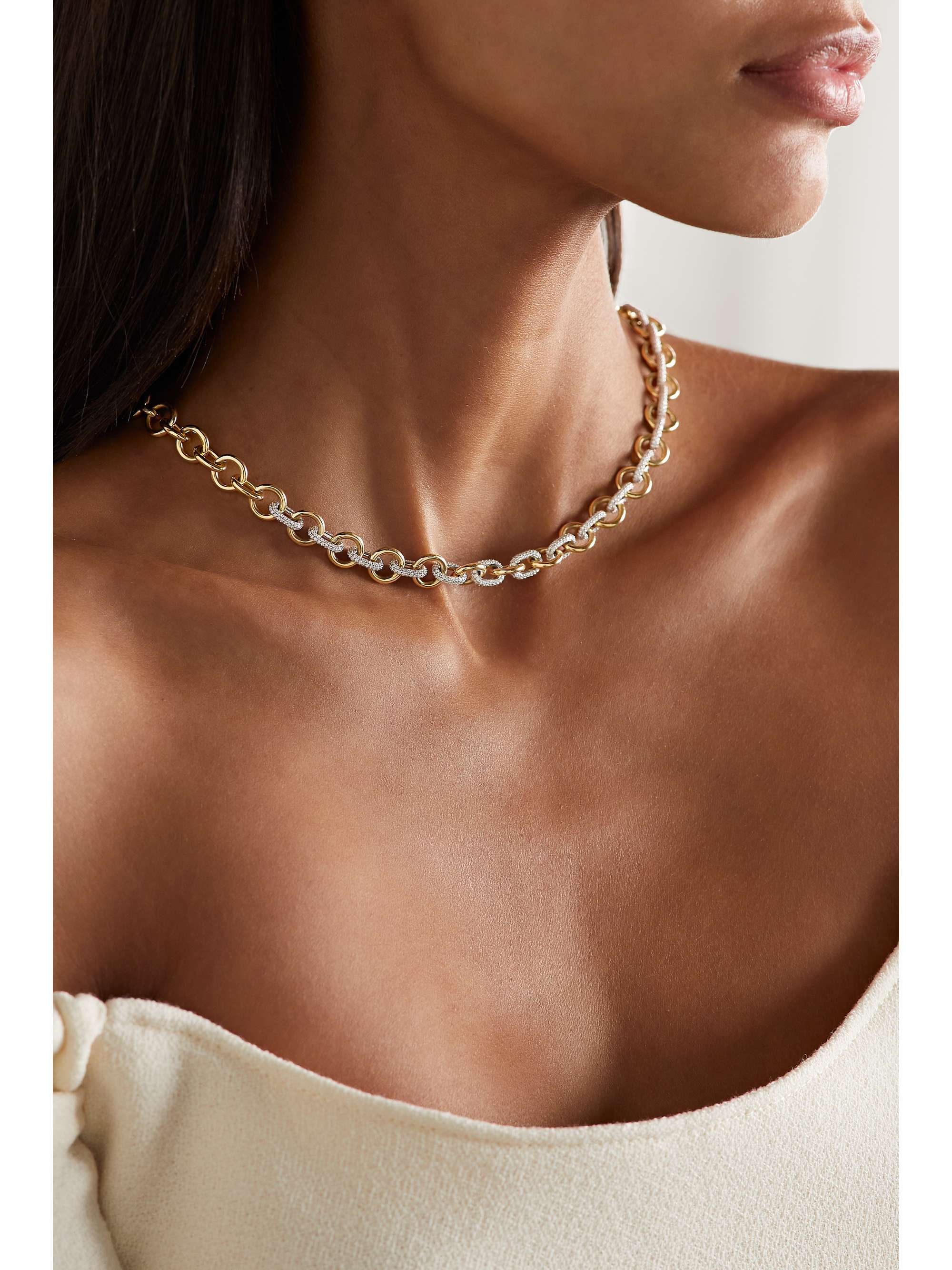 FOUNDRAE 18-karat white and yellow gold diamond necklace
