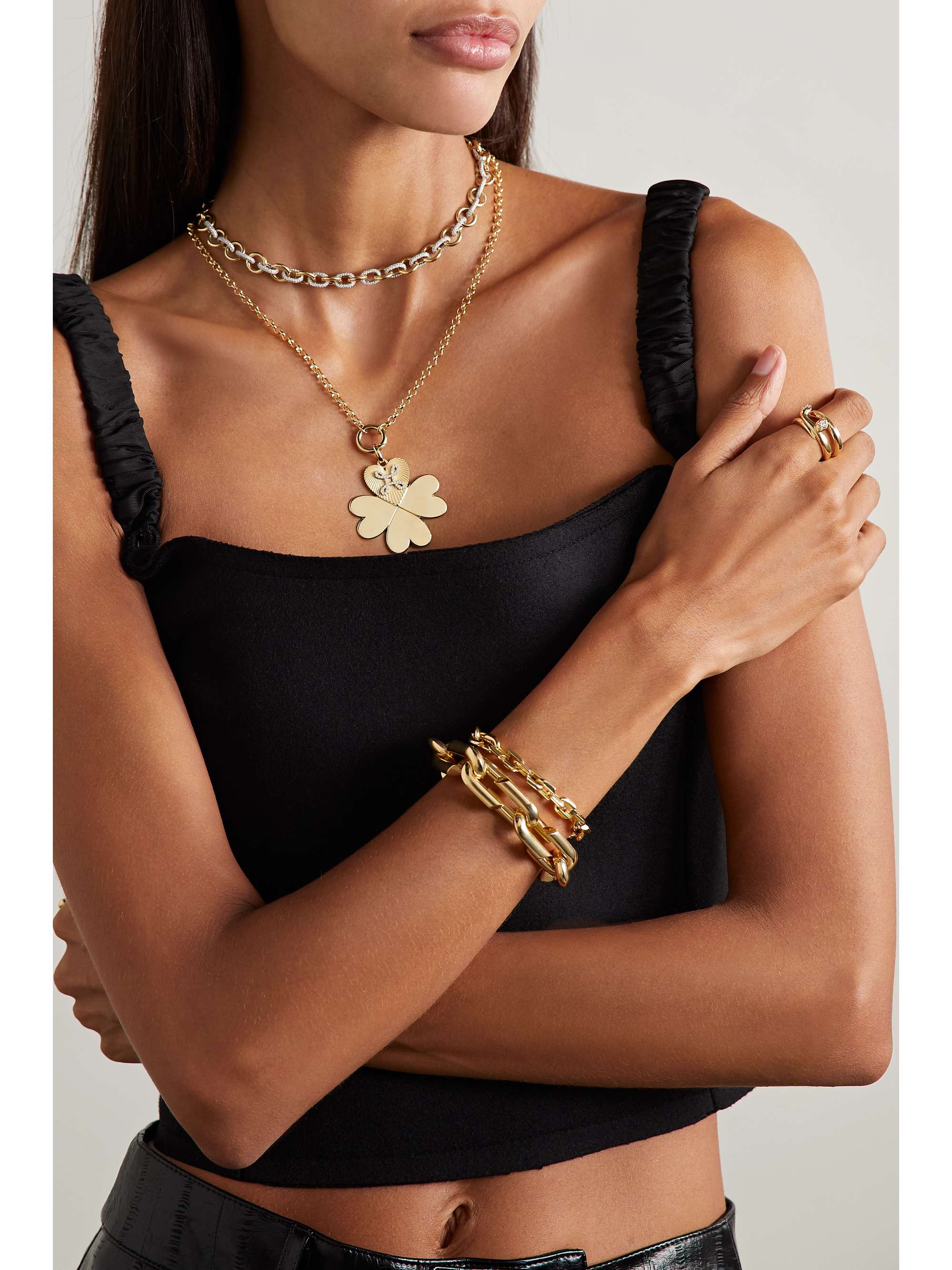 FOUNDRAE Four Heart Clover 18-karat gold diamond necklace