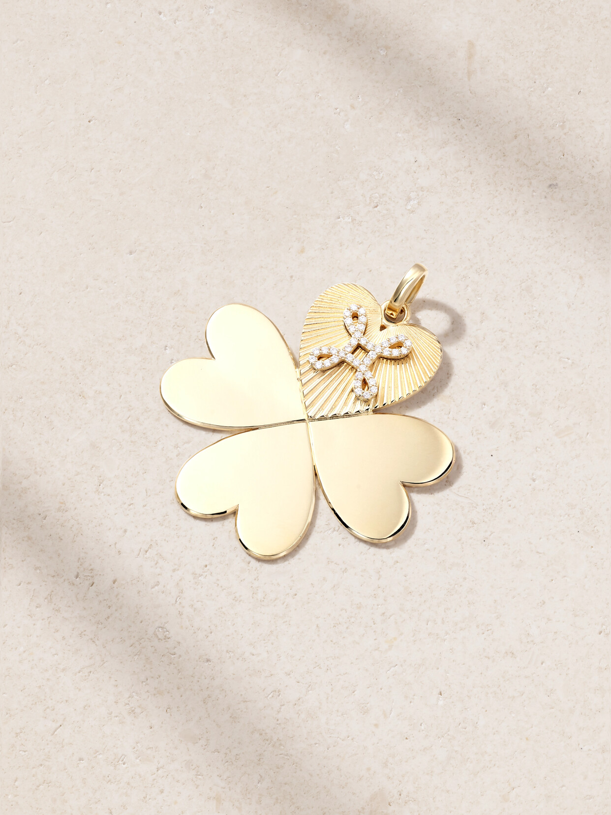 Foundrae - Four Heart Clover 18-karat Gold Diamond Pendant - One size