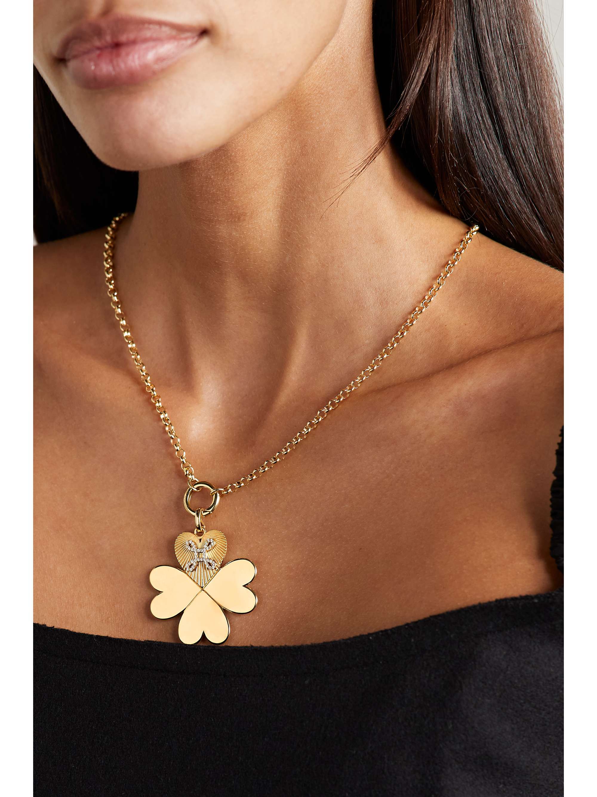 FOUNDRAE Four Heart Clover 18-karat gold diamond necklace