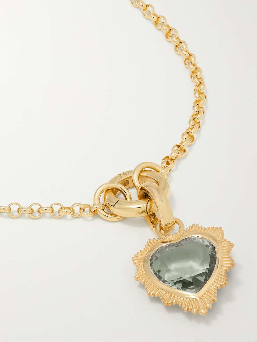 Foundrae Gemstone Heart 18-karat Gold Prasiolite Necklace