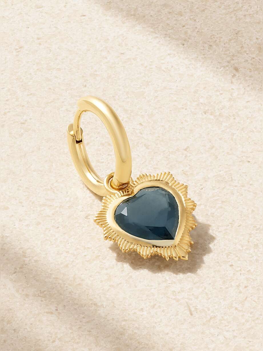 net-a-porter.com | Gemstone Heart 18-karat gold topaz single hoop earring