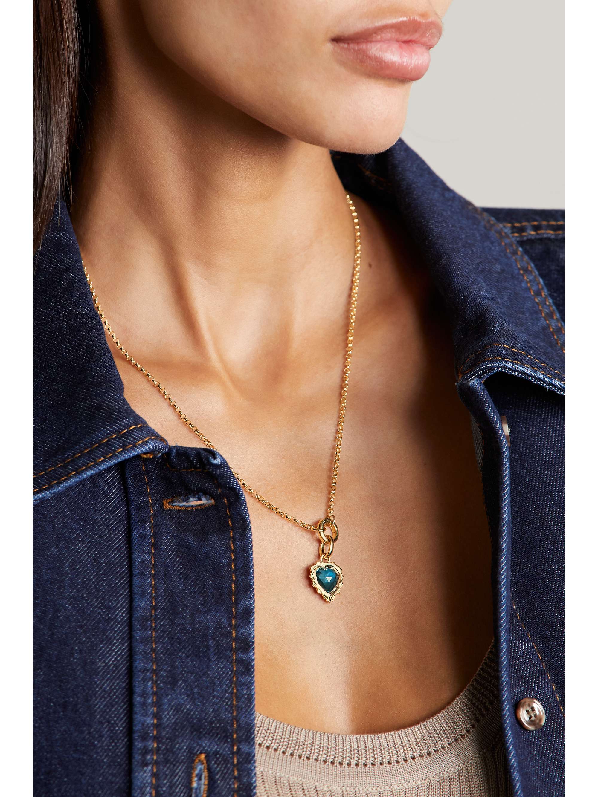 FOUNDRAE Gemstone Heart 18-karat gold topaz necklace