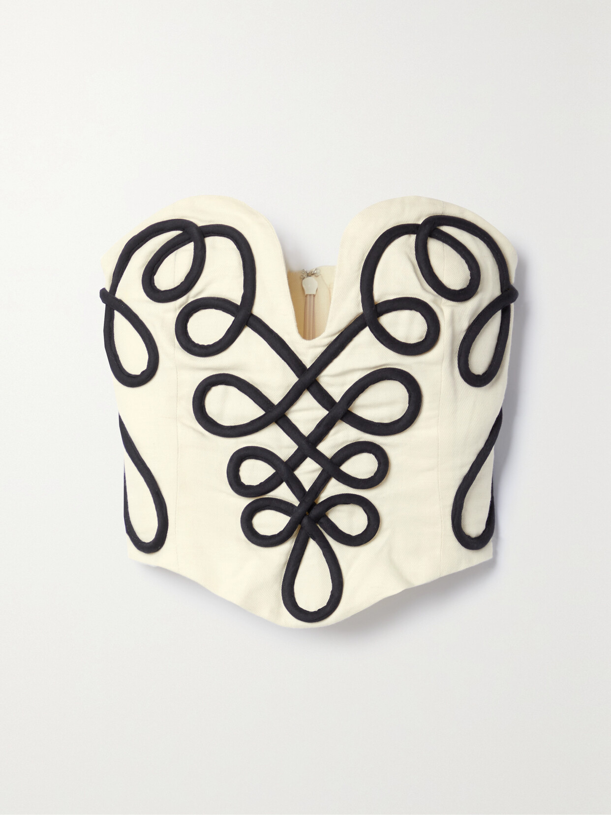 Mara Hoffman - Liya Cropped Strapless Appliquéd Linen And Organic Cotton-blend Twill Bustier Top - Cream