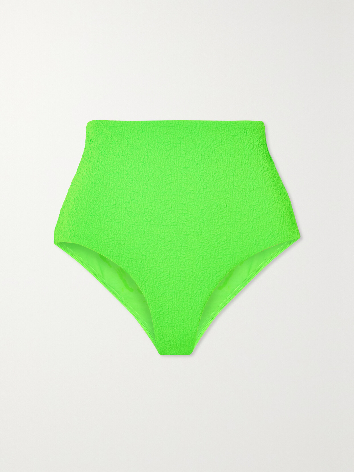 Mara Hoffman Lydia Textured High-waist Bikini Bottoms In Green
