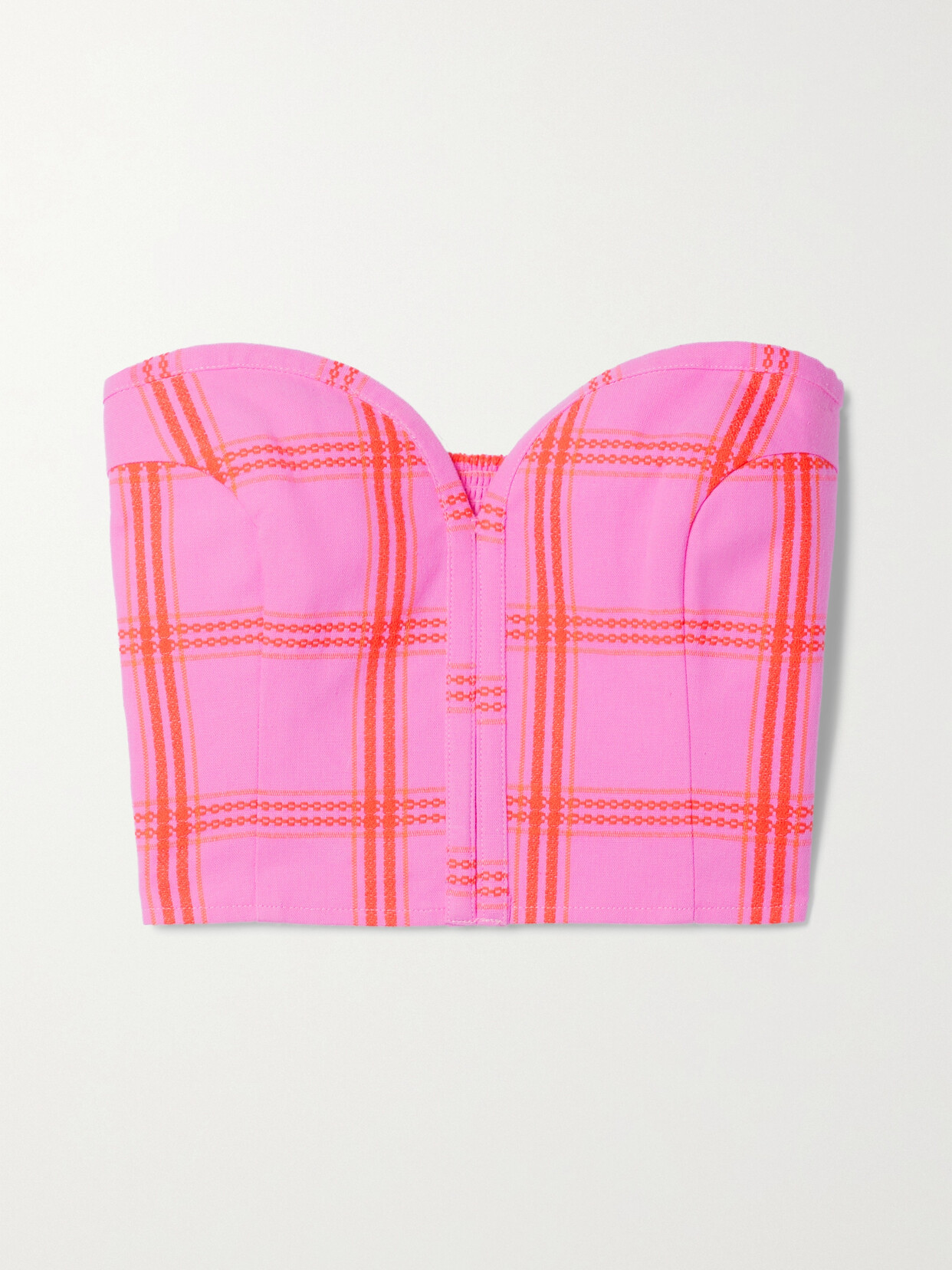 Mara Hoffman - + Net Sustain Rilynn Cropped Strapless Embroidered Checked Organic Cotton Top - Pink