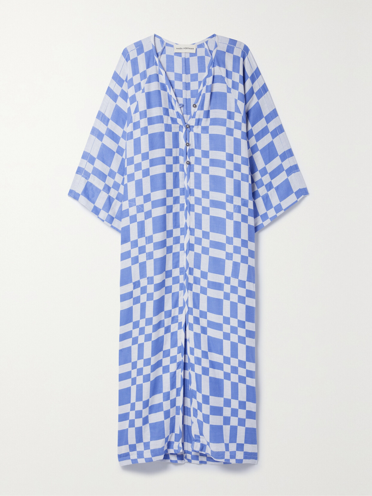 Mara Hoffman - Phoebe Oversized Checked Organic Cotton-blend Kaftan - Blue