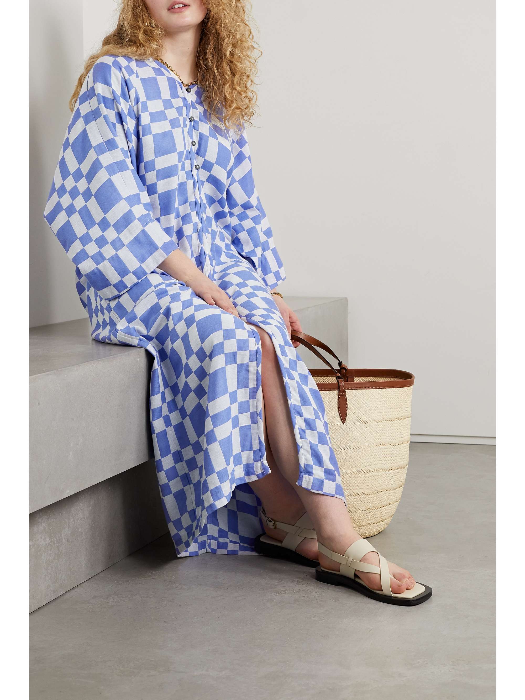MARA HOFFMAN Phoebe oversized checked organic cotton-blend kaftan