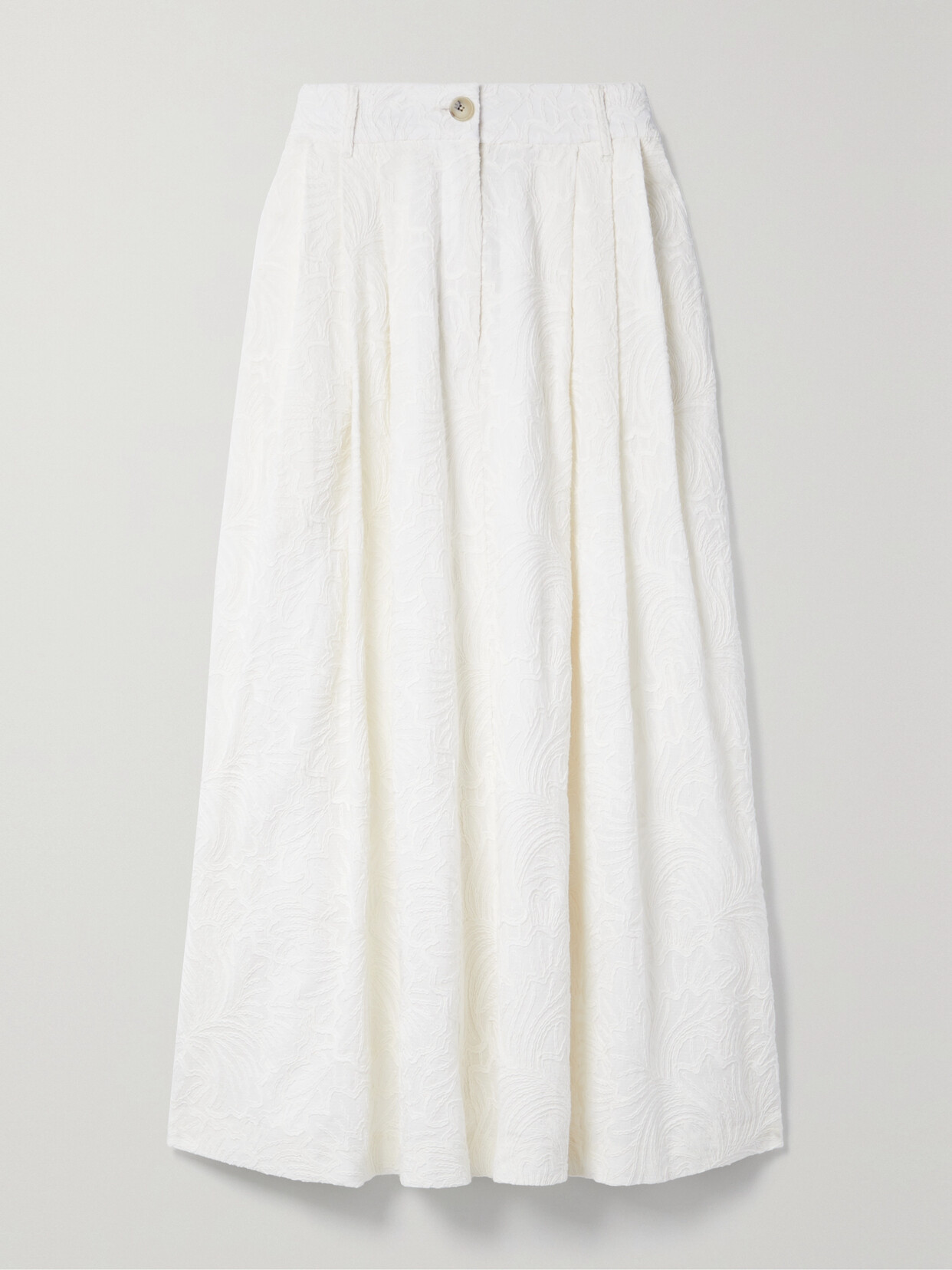 Mara Hoffman - + Net Sustain Tulay Pleated Embroidered Organic Cotton-voile Midi Skirt - Ivory