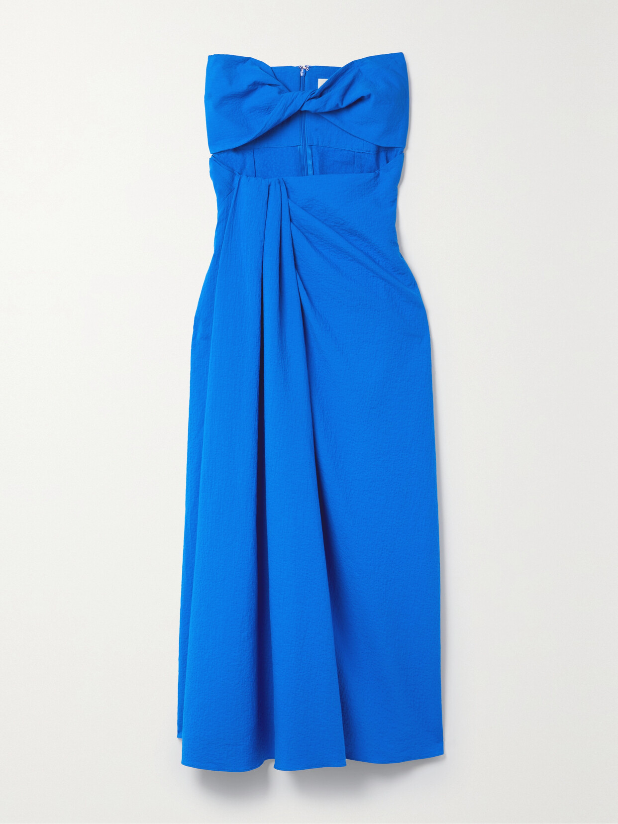 Mara Hoffman - + Net Sustain Samara Strapless Cutout Organic Cotton-seersucker Midi Dress - Blue